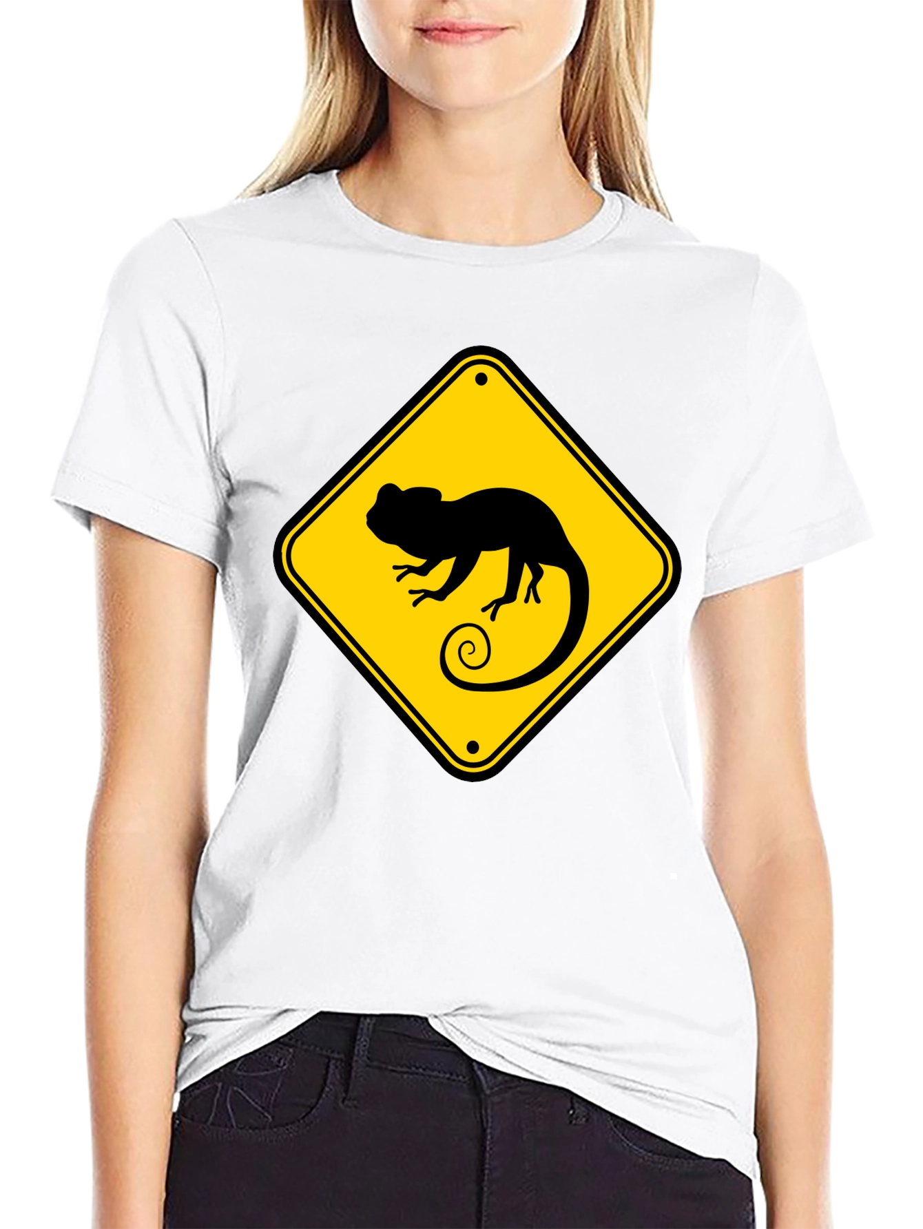 Chameleon Crossing T-Shirt - Novelty Graphic Tee
