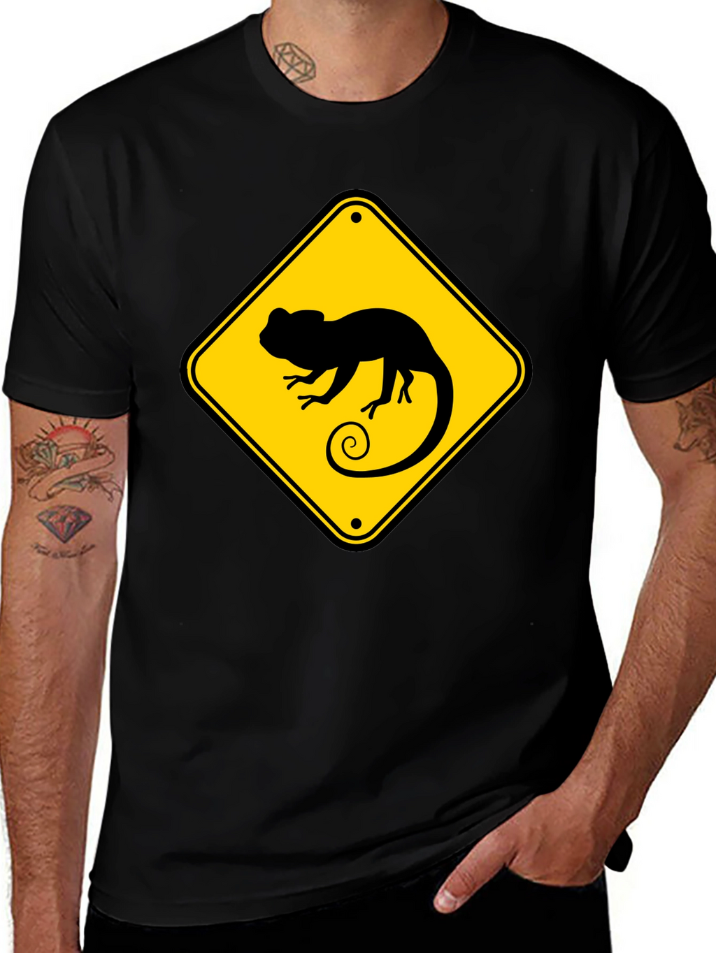 Chameleon Crossing T-Shirt - Novelty Graphic Tee
