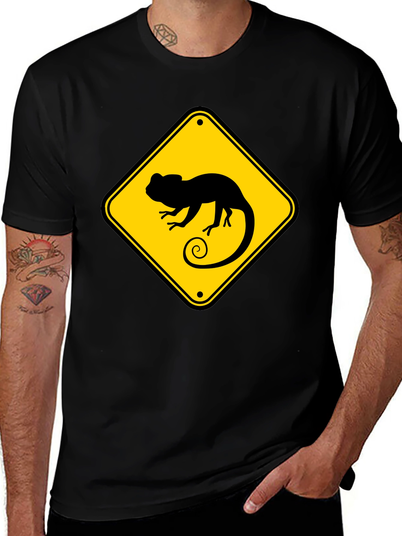 Chameleon Crossing T-Shirt - Novelty Graphic Tee