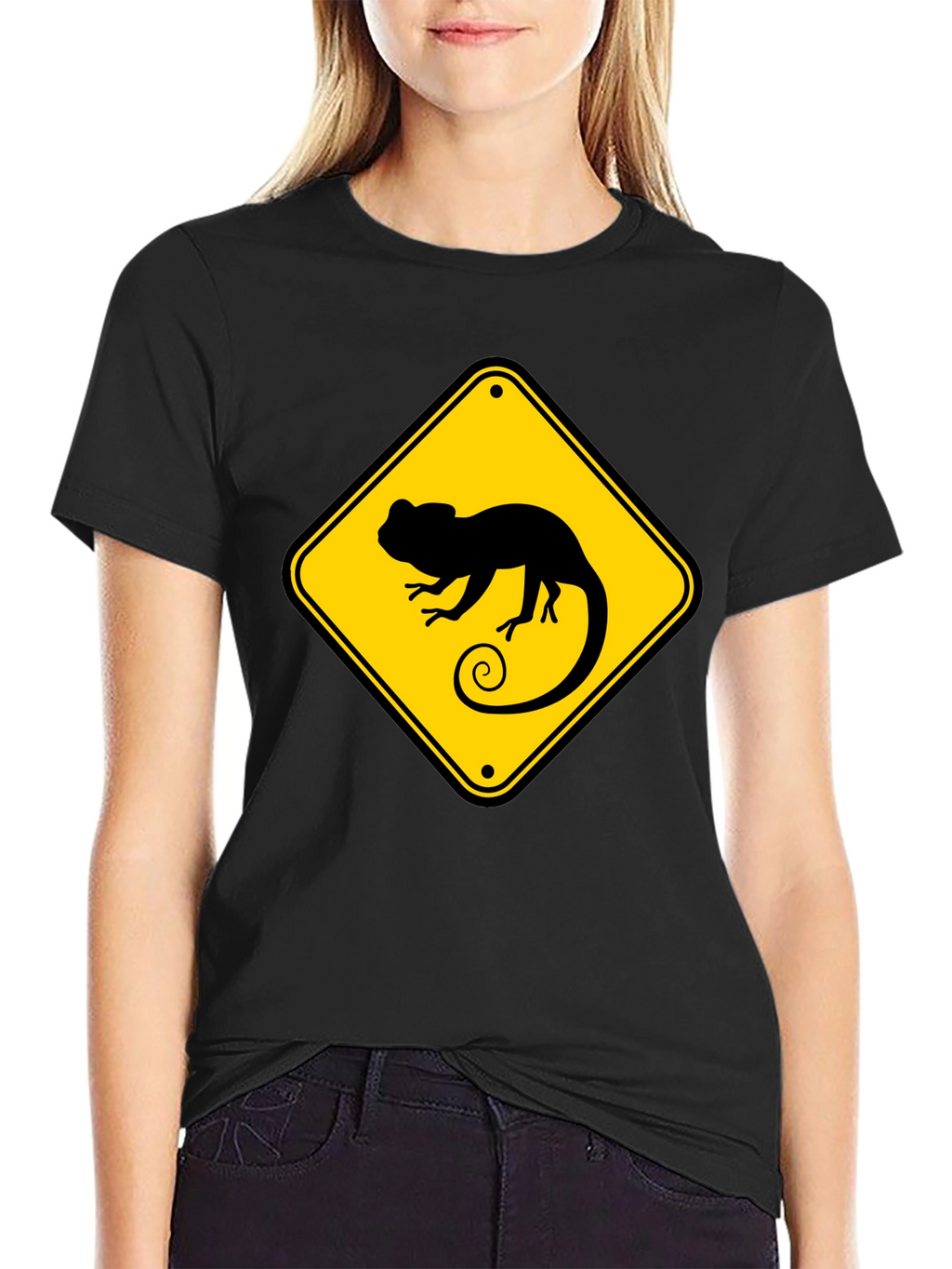 Chameleon Crossing T-Shirt - Novelty Graphic Tee