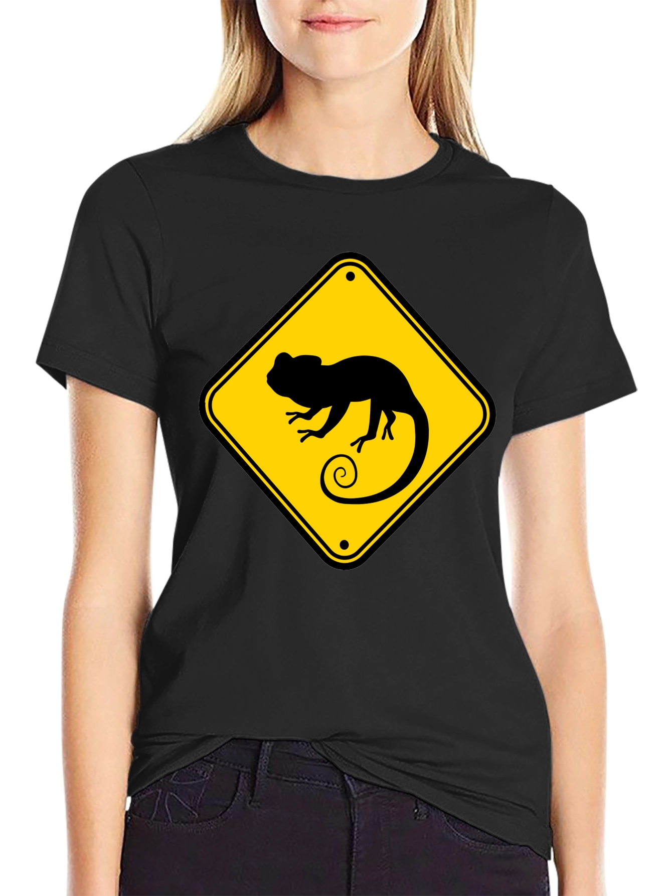 Chameleon Crossing T-Shirt - Novelty Graphic Tee