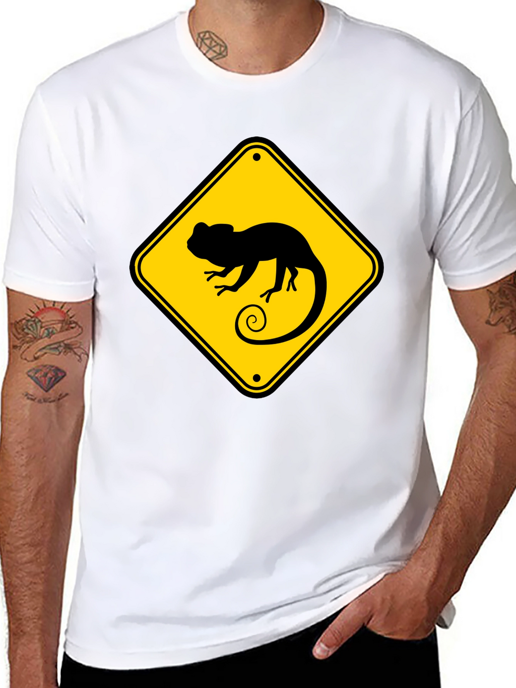 Chameleon Crossing T-Shirt - Novelty Graphic Tee