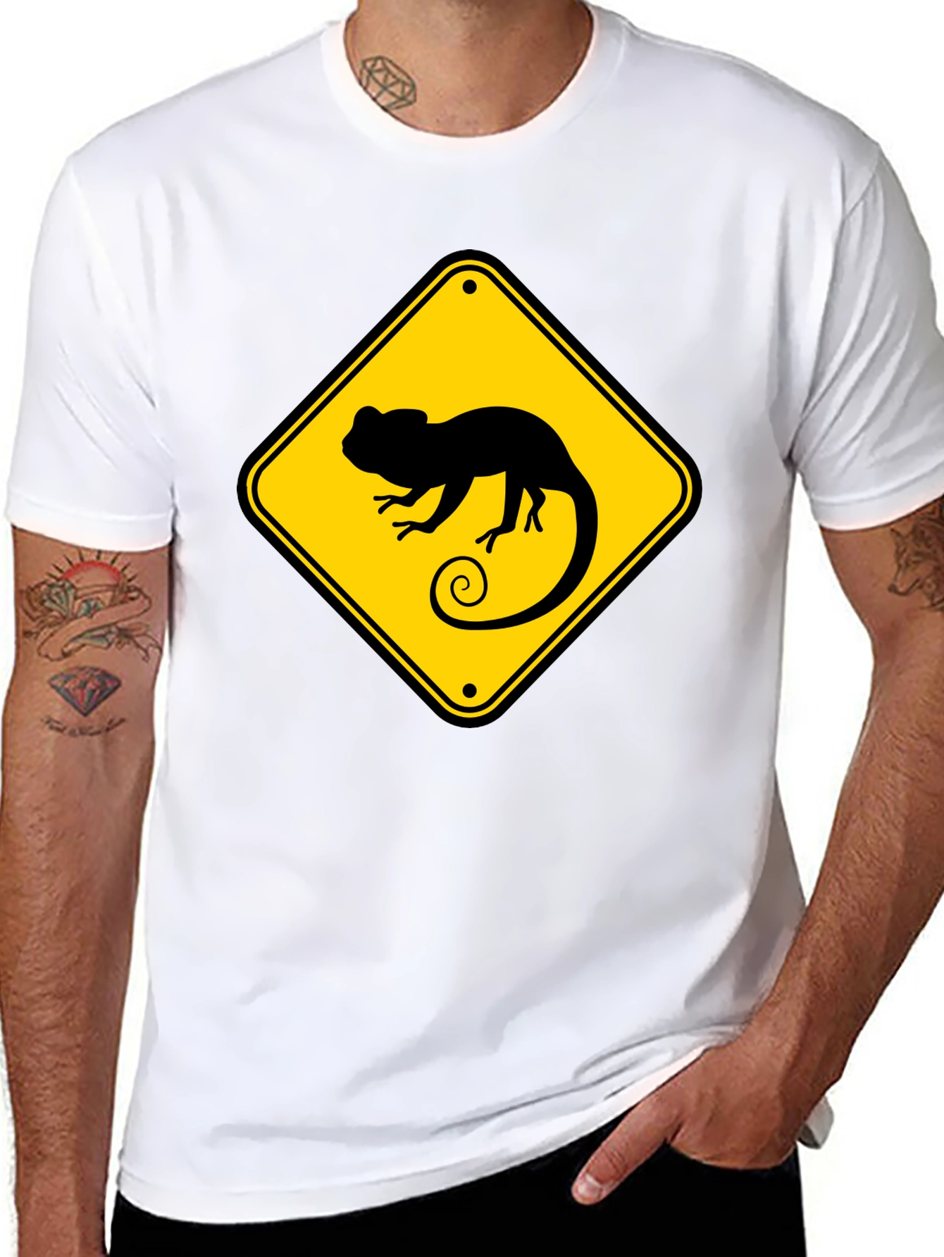 Chameleon Crossing T-Shirt - Novelty Graphic Tee