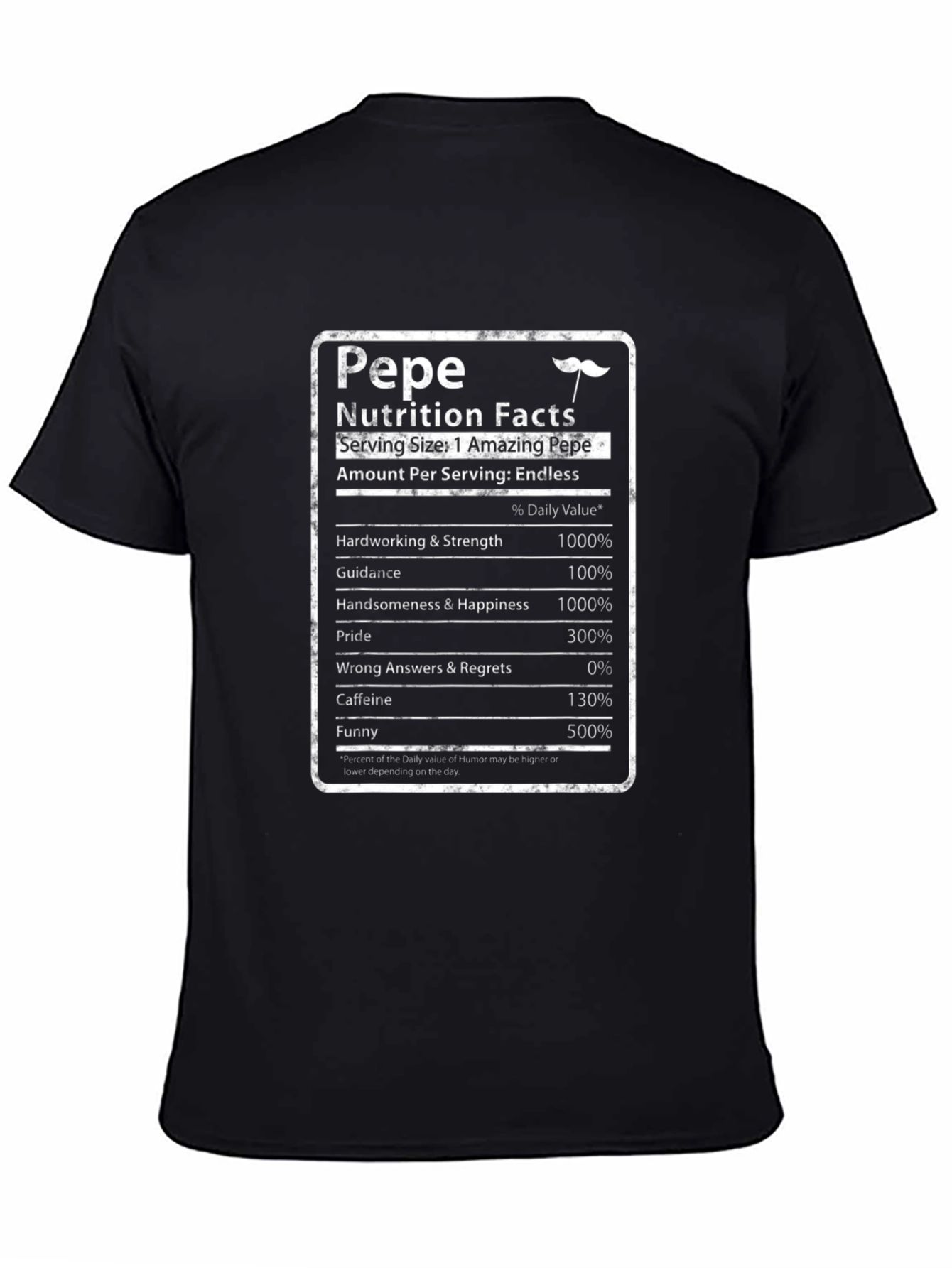 Pepe Nutrition Facts Black T-Shirt