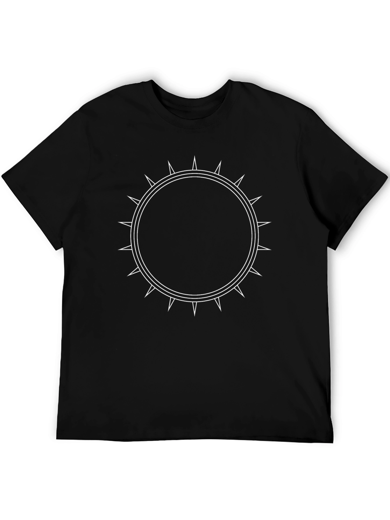 Edgy Spiked Circle Graphic Tee - Black