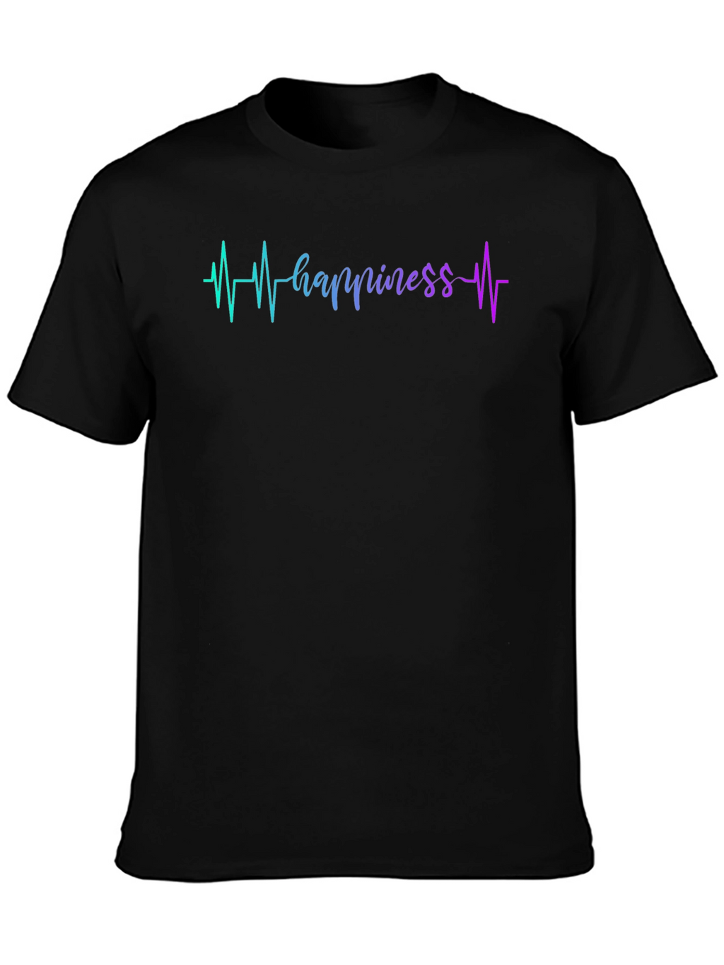 Happiness Heartbeat Graphic Black T-Shirt