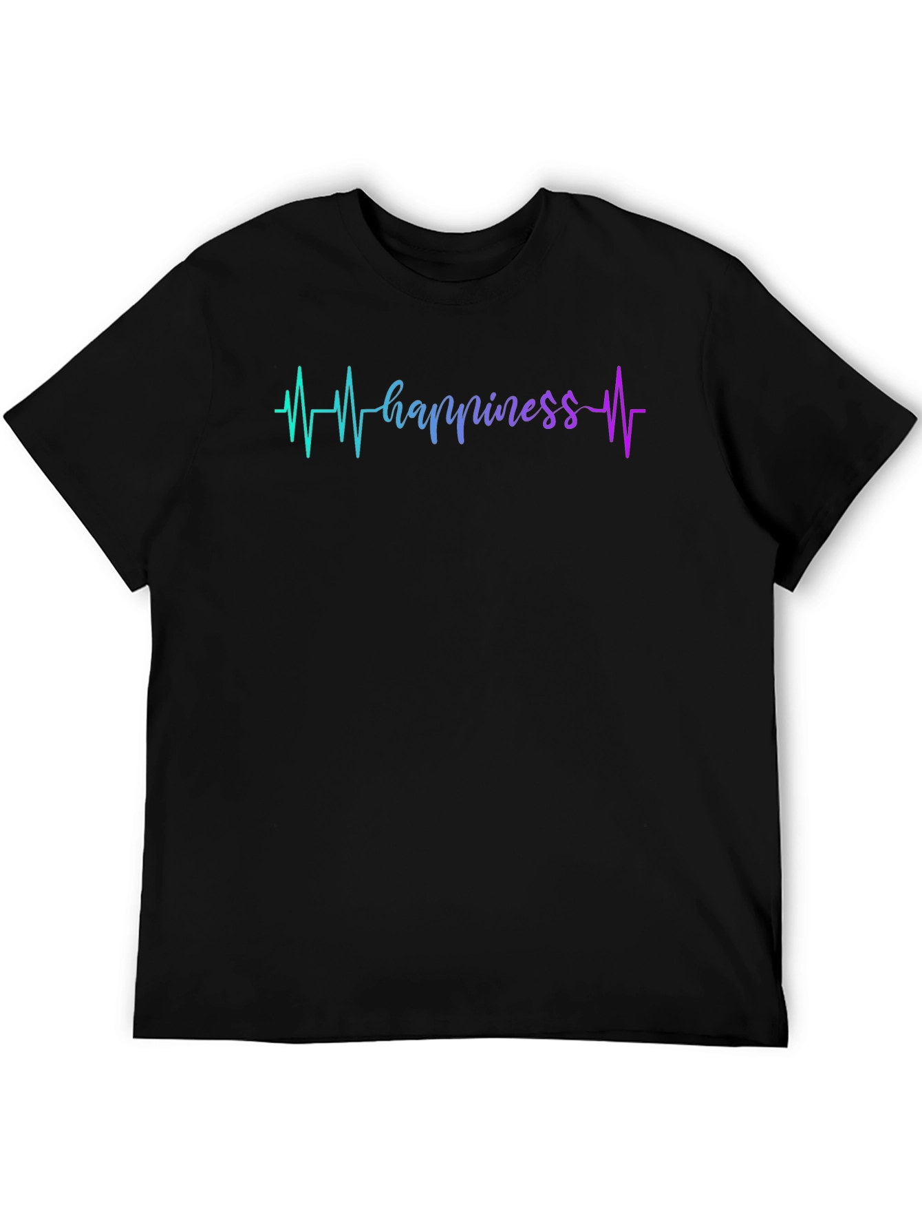 Happiness Heartbeat Graphic Black T-Shirt