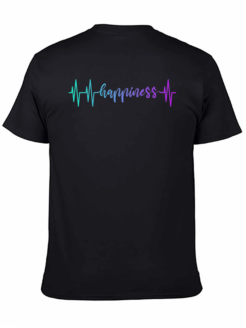 Happiness Heartbeat Graphic Black T-Shirt