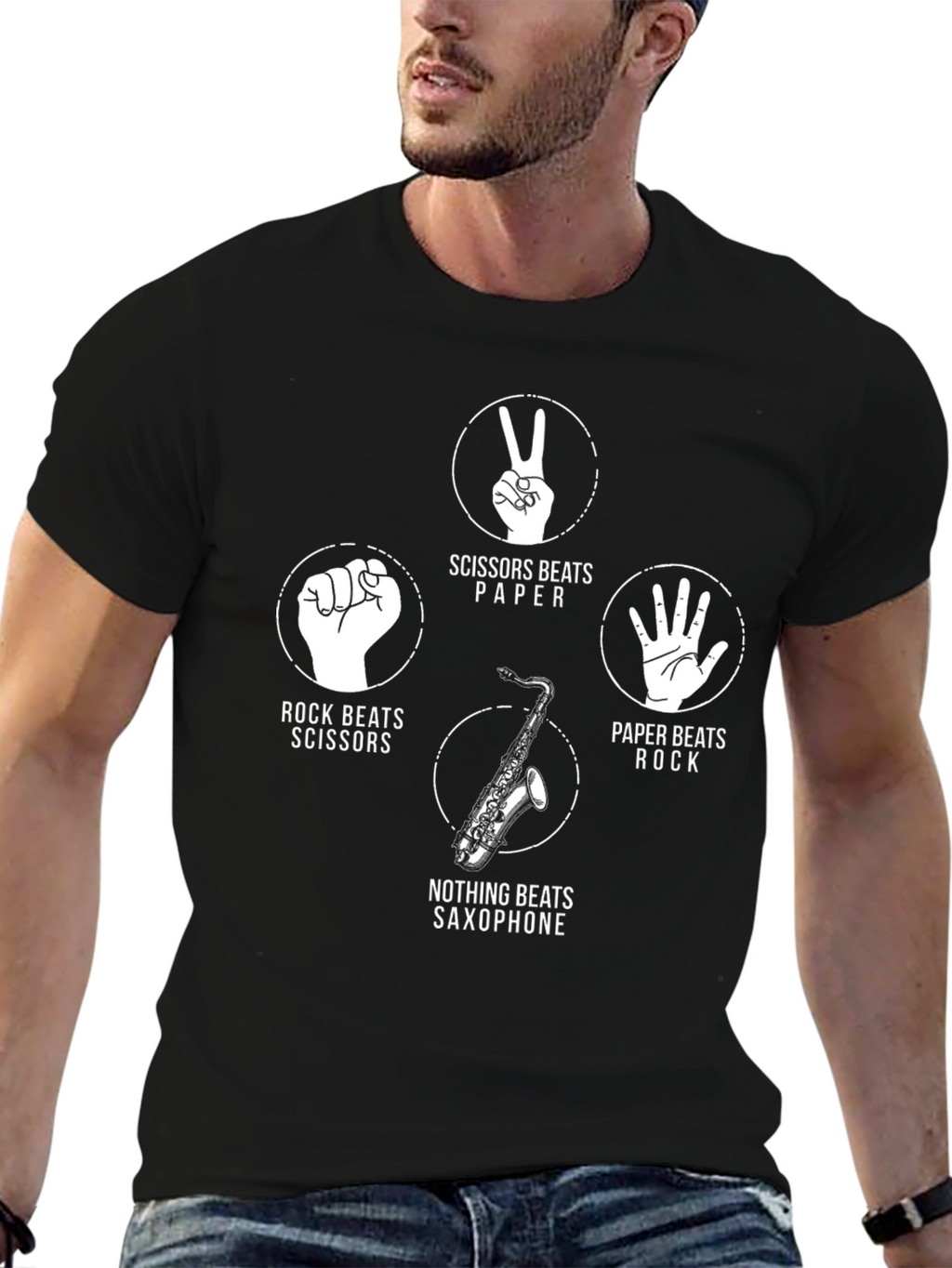Rock Paper Scissors Saxophone Graphic Tee