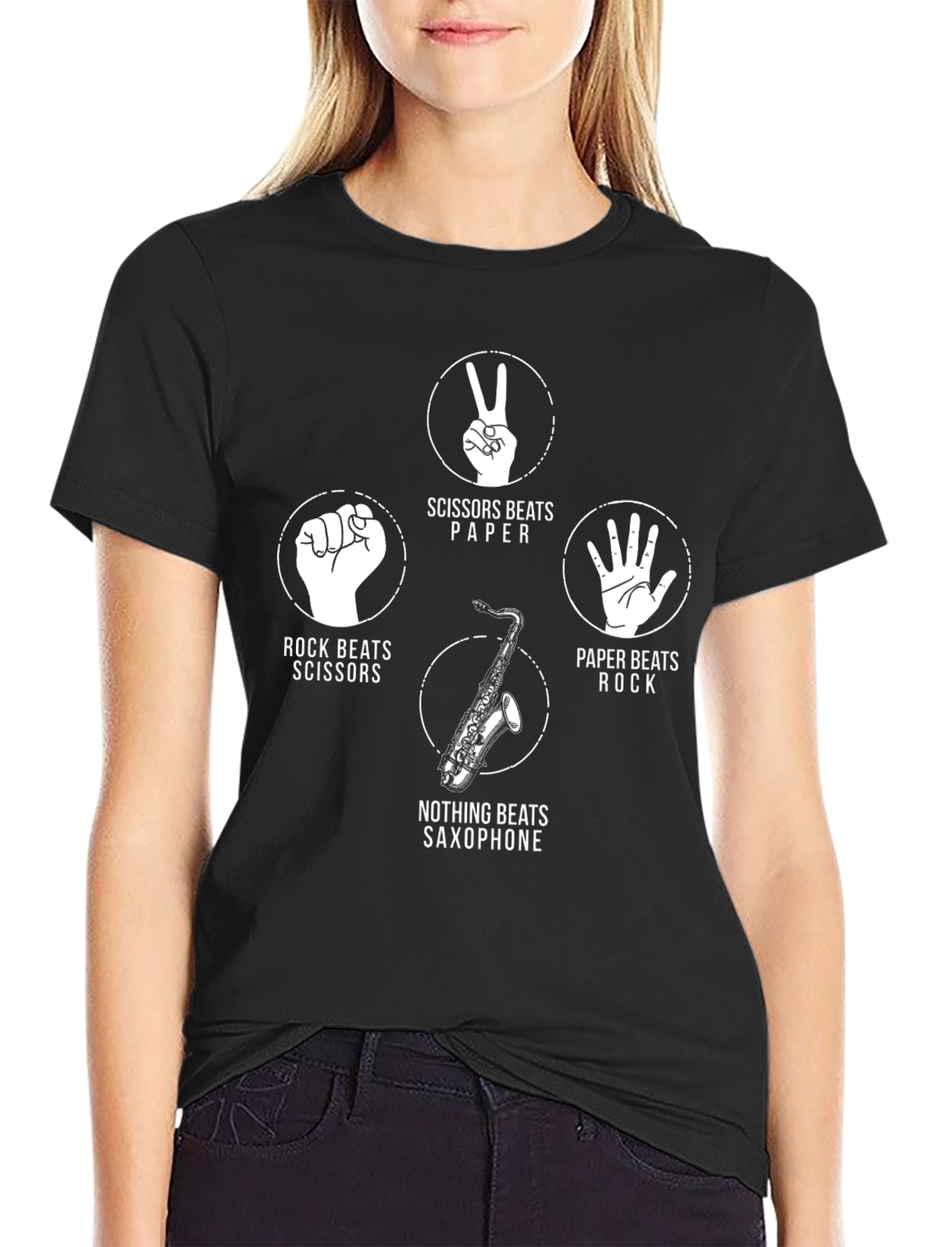 Rock Paper Scissors Saxophone Graphic Tee
