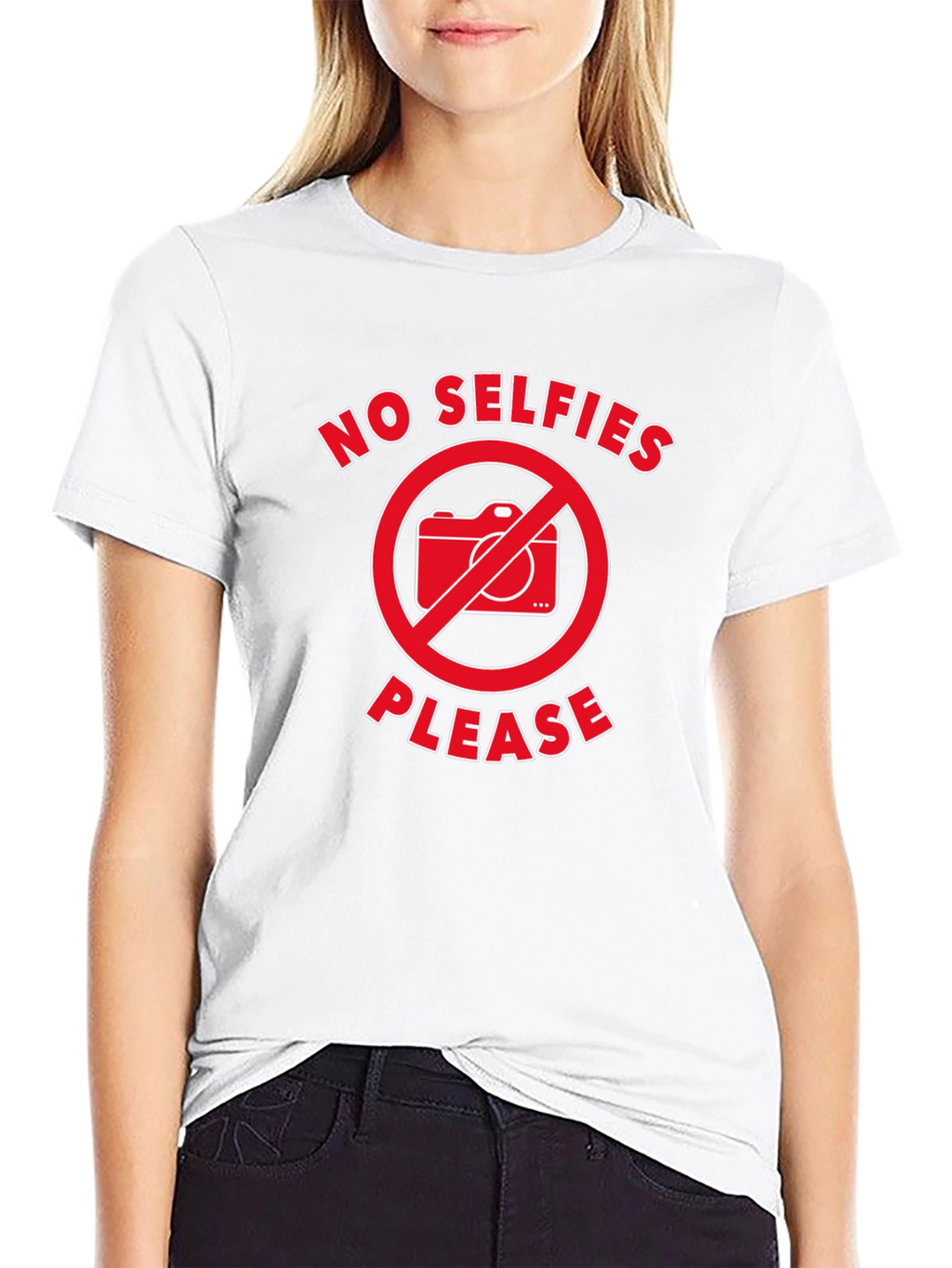 No Selfies Please T-Shirt - Black Graphic Tee