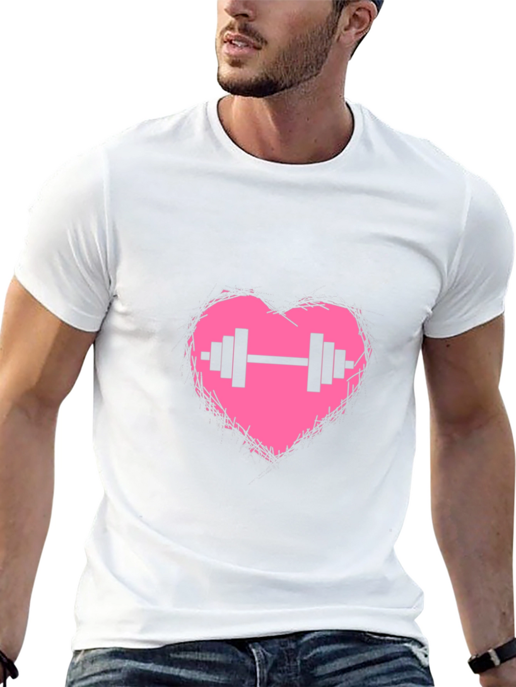 Heart Barbell Graphic T-Shirt