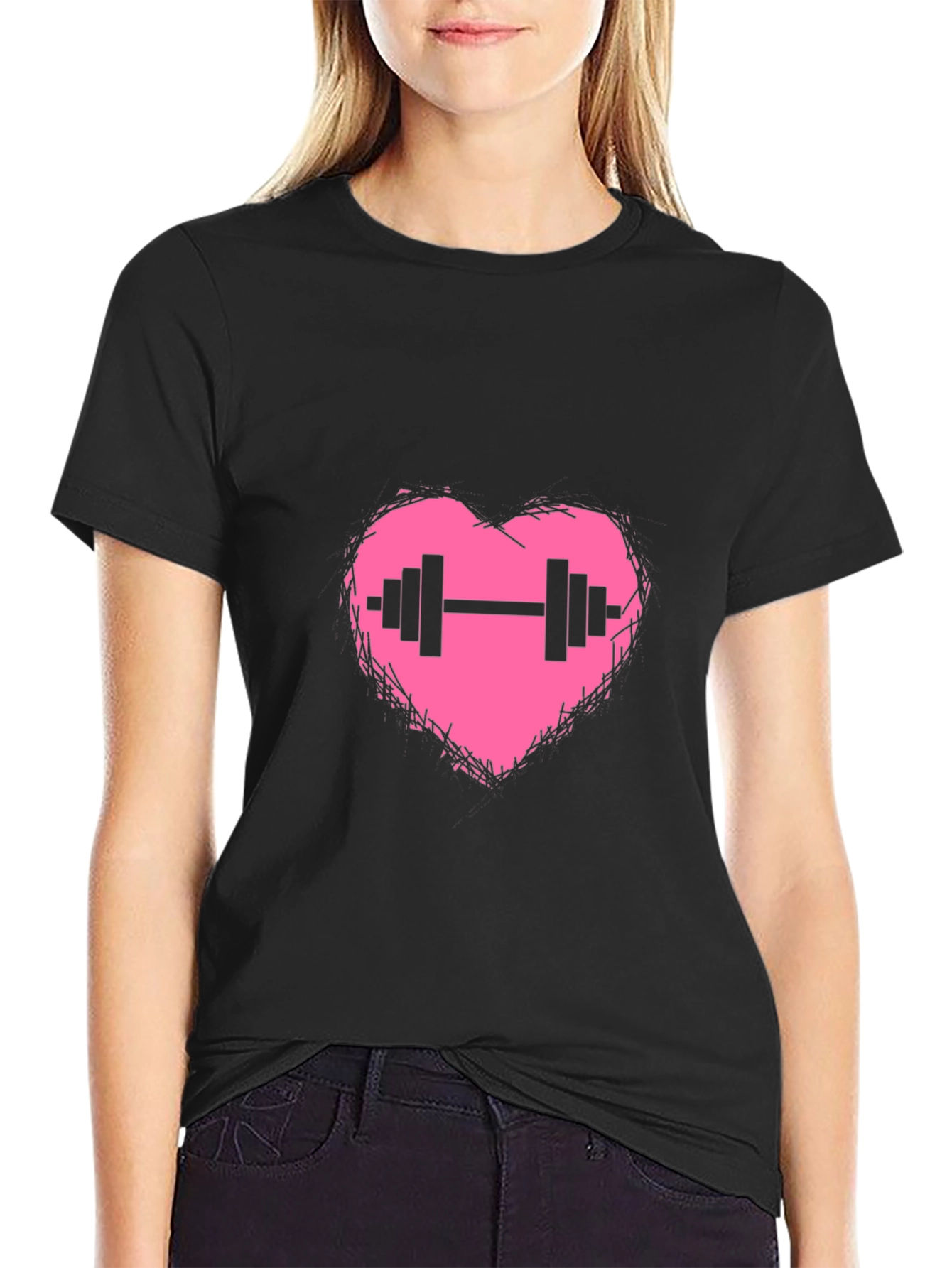 Heart Barbell Graphic T-Shirt
