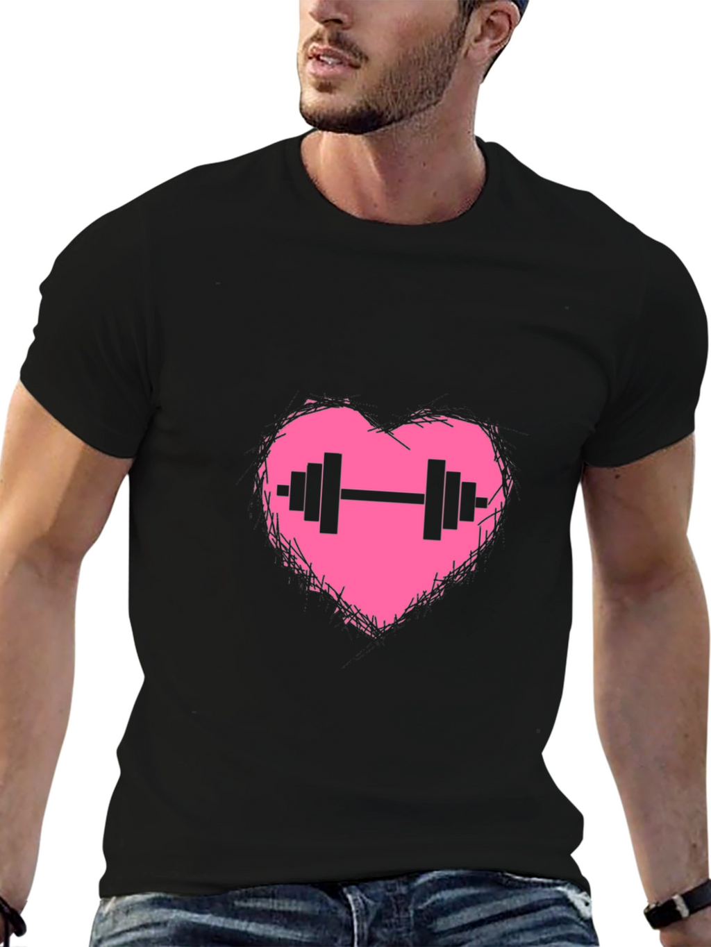 Heart Barbell Graphic T-Shirt