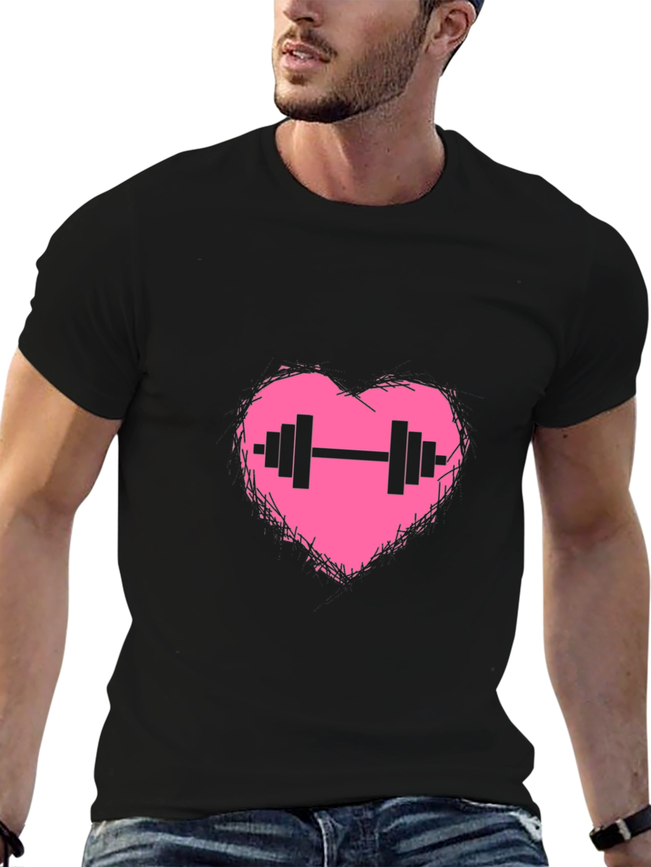 Heart Barbell Graphic T-Shirt