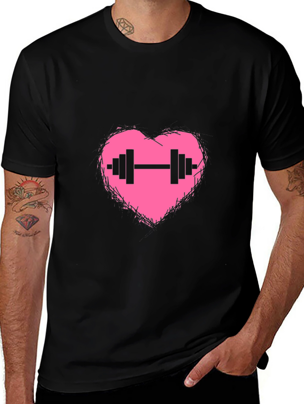 Heart Barbell Graphic T-Shirt
