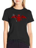 Cartoon Devil Graphic Tee - Black