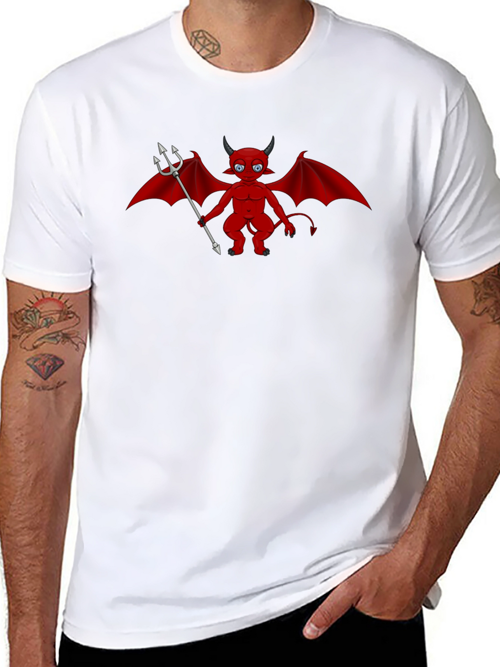 Cartoon Devil Graphic Tee - Black