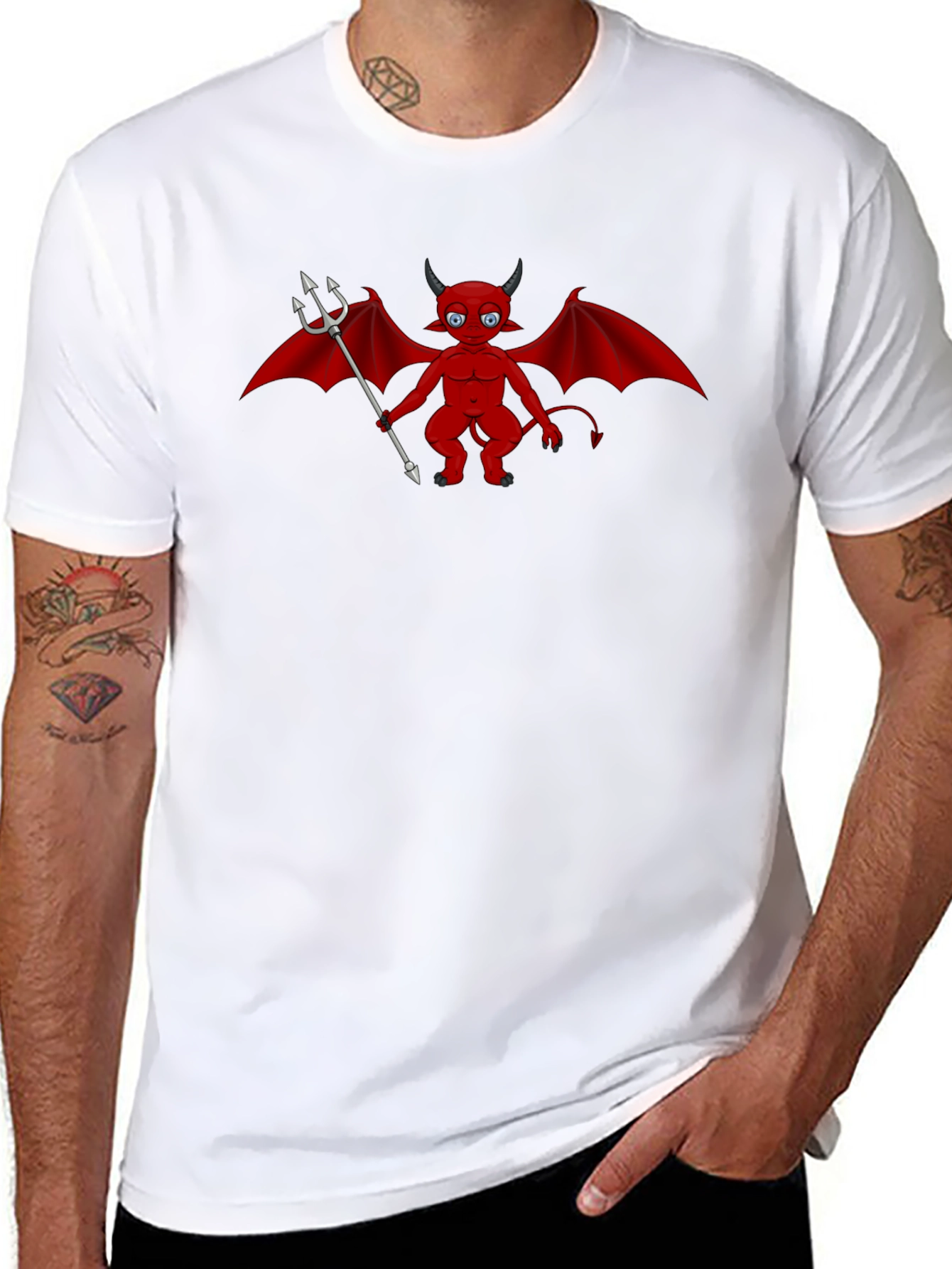 Cartoon Devil Graphic Tee - Black