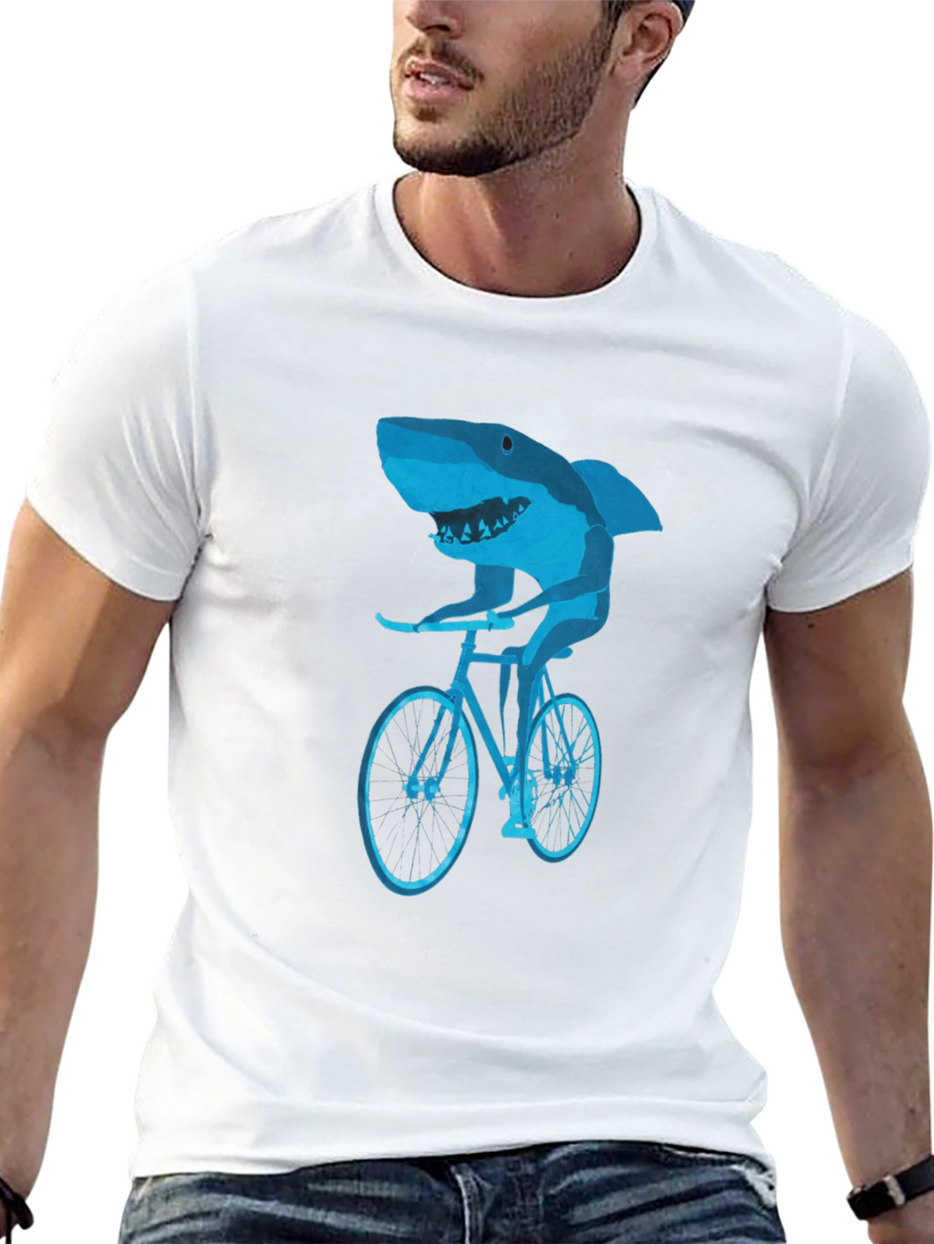Shark on Bike Graphic Tee - Black