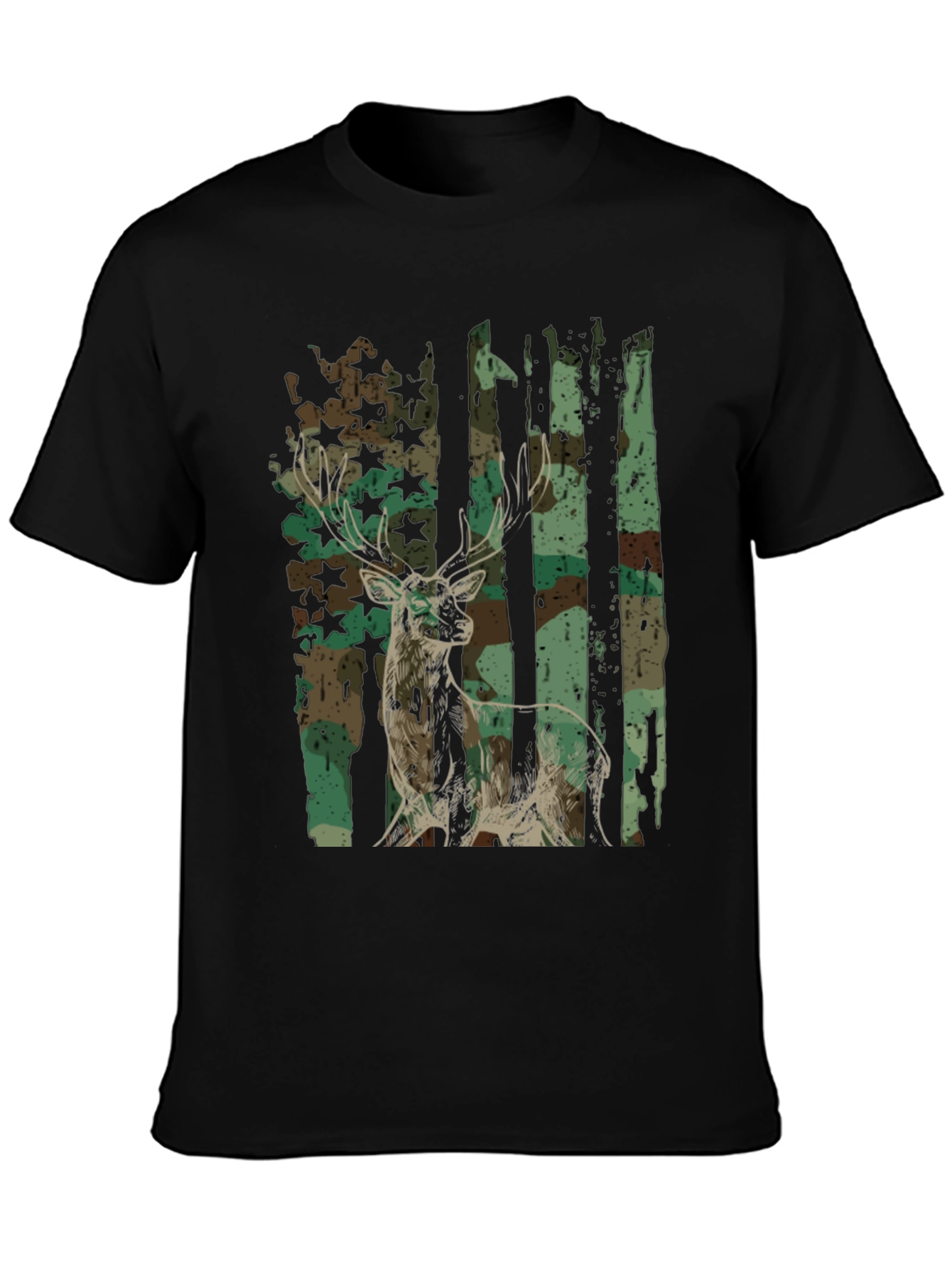 Camo Deer Graphic Tee - Mens Hunting Shirt