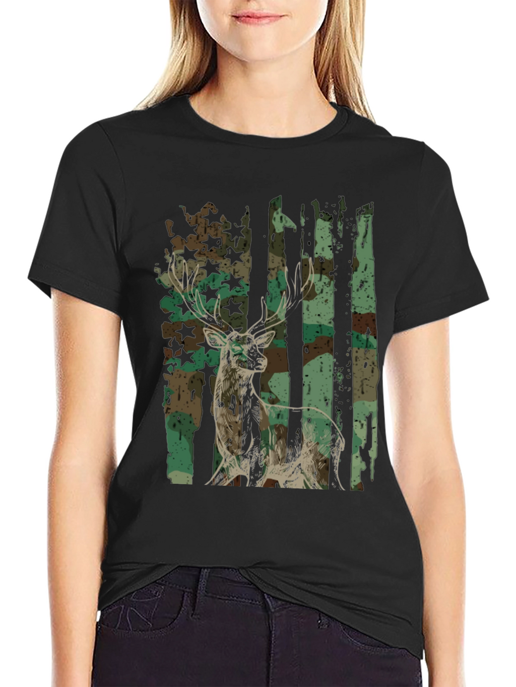 Camo Deer Graphic Tee - Mens Hunting Shirt
