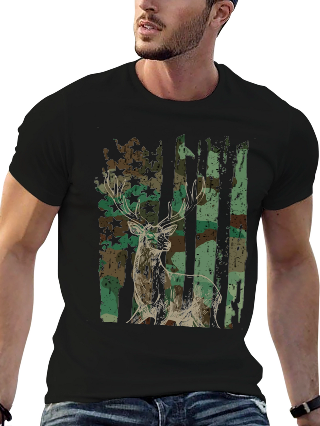 Camo Deer Graphic Tee - Mens Hunting Shirt