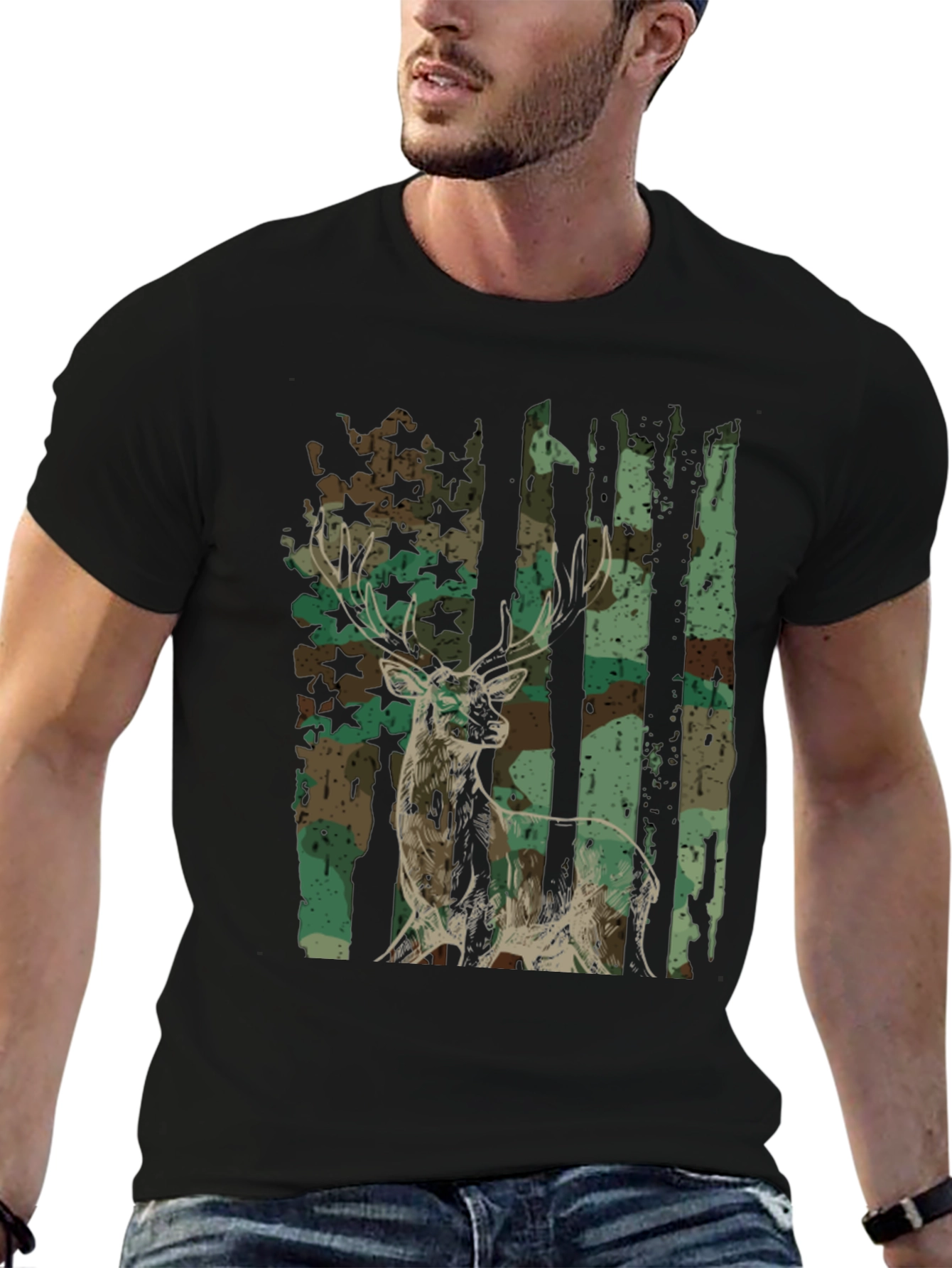 Camo Deer Graphic Tee - Mens Hunting Shirt