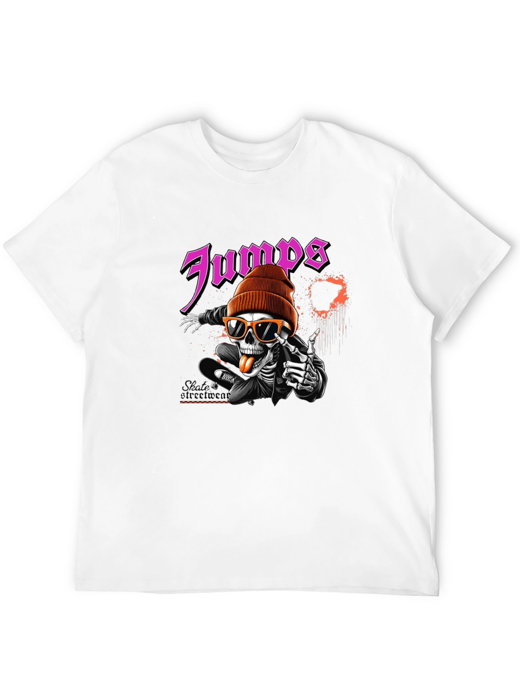 Jumps Skate Skeleton Black Graphic T-Shirt