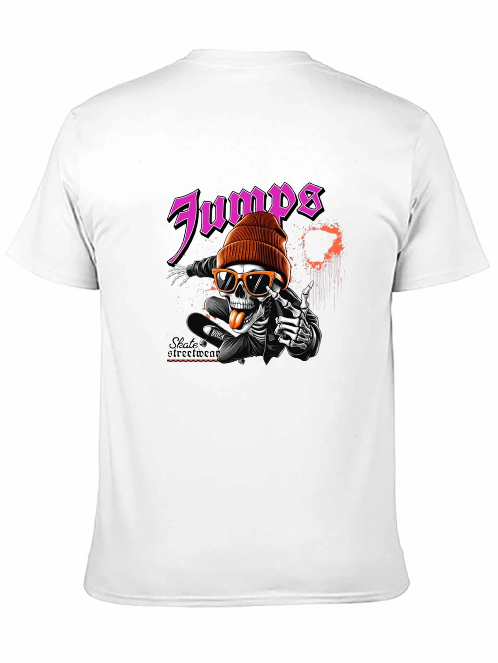 Jumps Skate Skeleton Black Graphic T-Shirt
