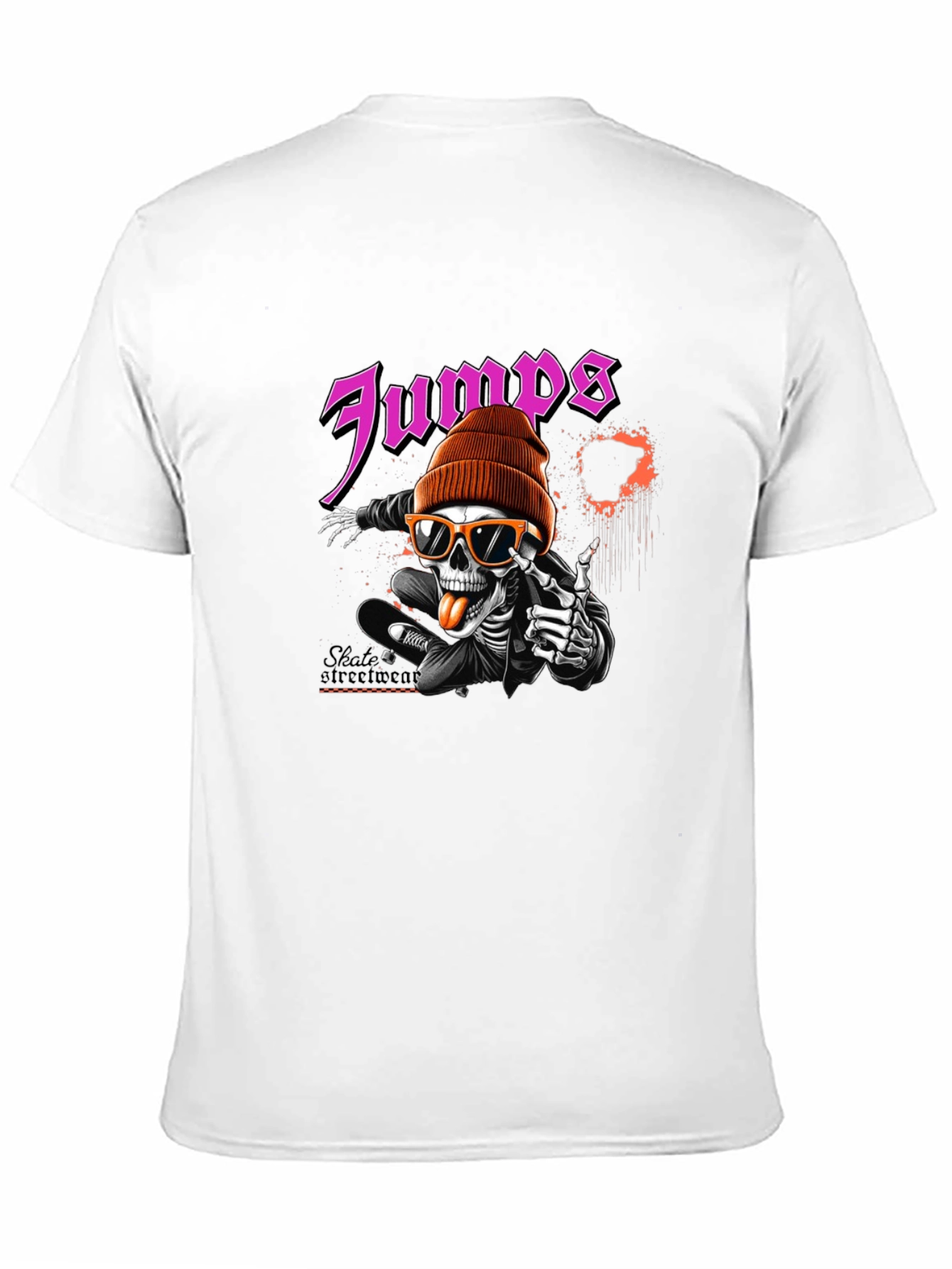Jumps Skate Skeleton Black Graphic T-Shirt