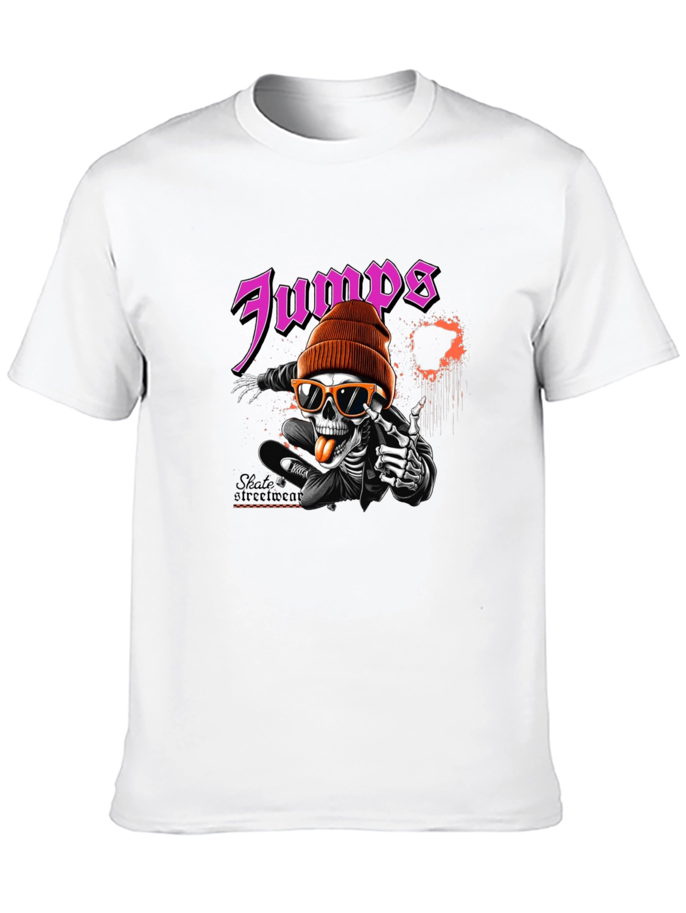Jumps Skate Skeleton Black Graphic T-Shirt