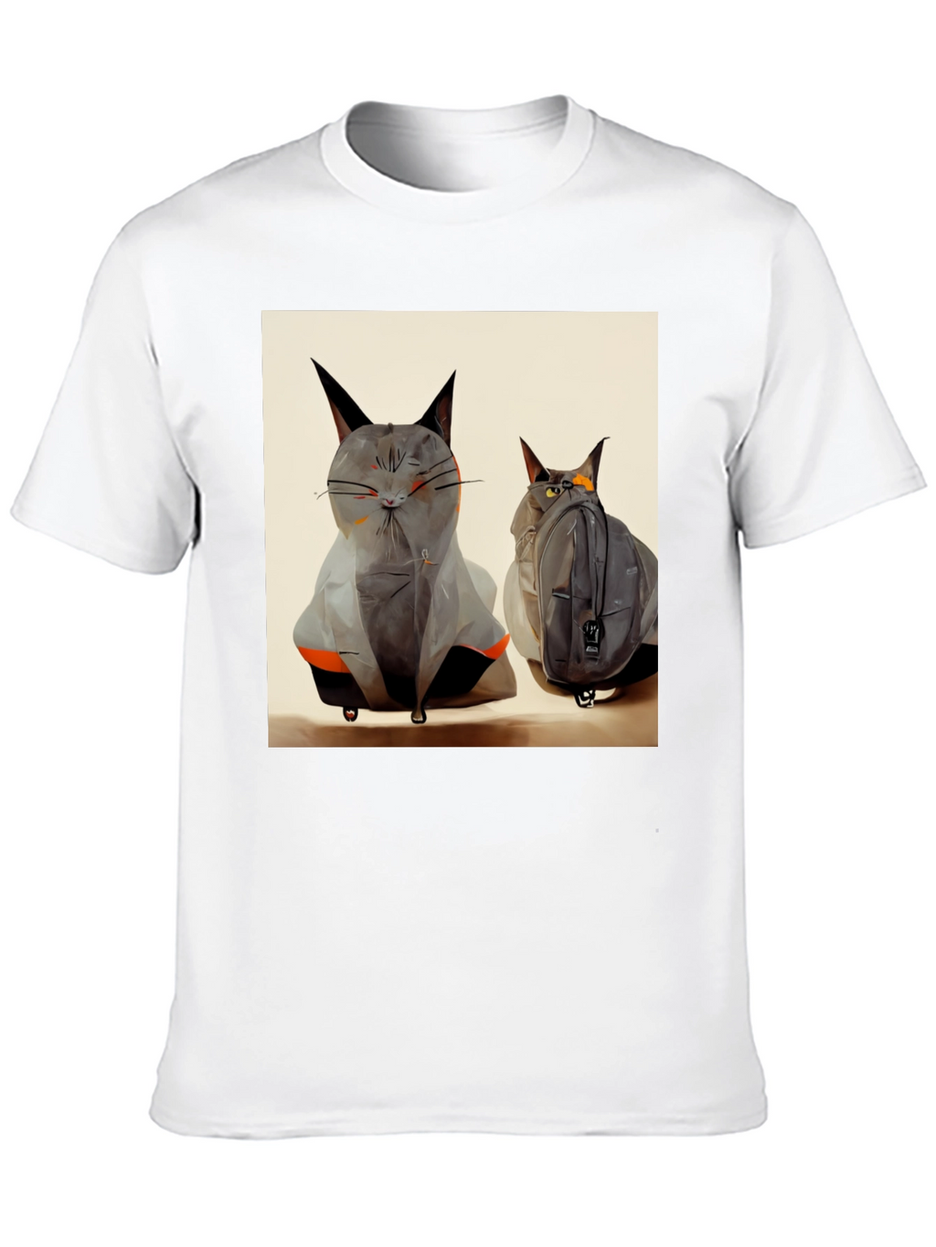 Cat Luggage Graphic Tee - Travel in Style