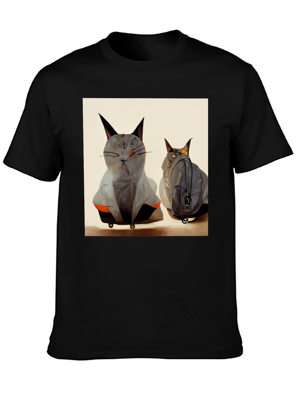 Cat Luggage Graphic Tee - Travel in Style