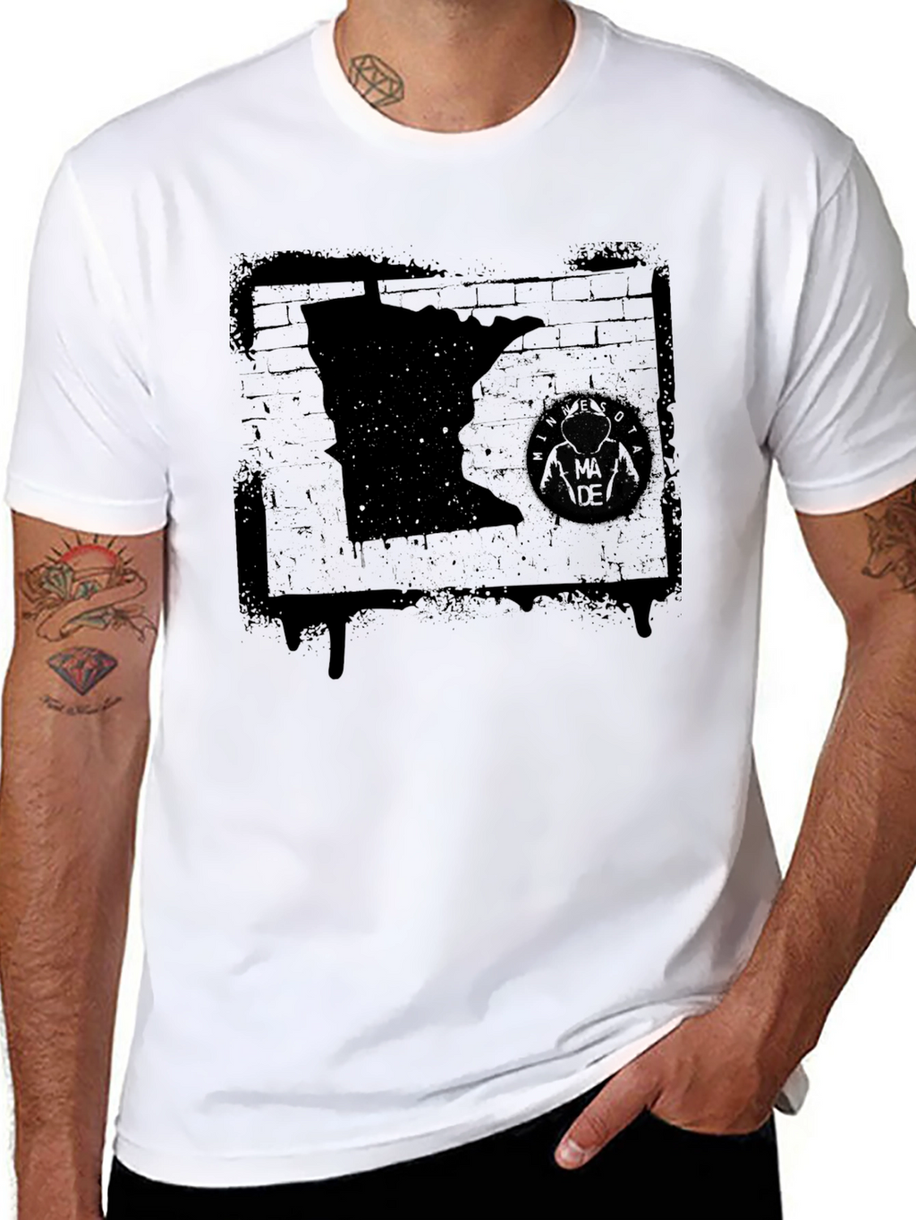 Minnesota State Graphic T-Shirt - Distressed Black