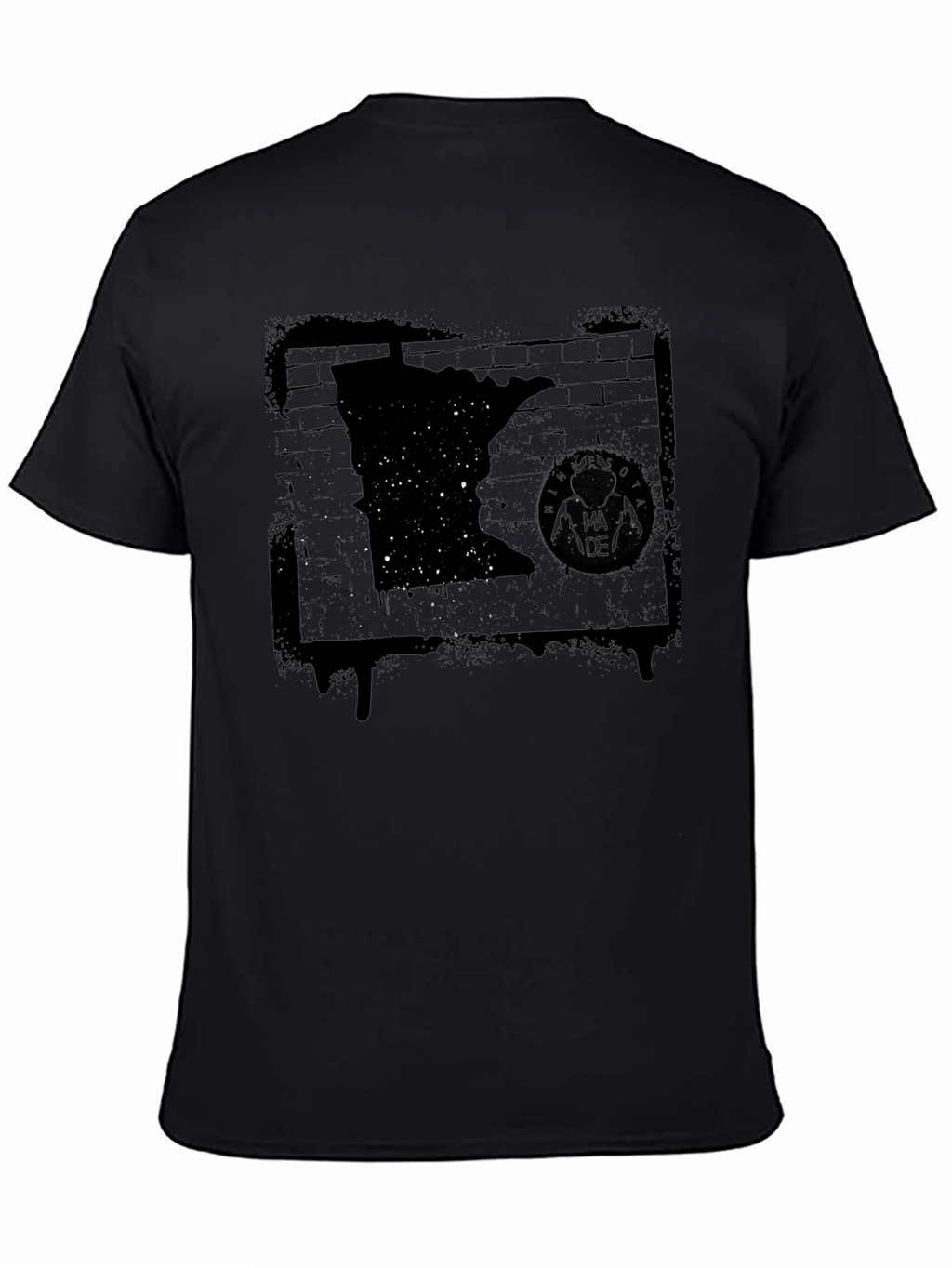 Minnesota State Graphic T-Shirt - Distressed Black