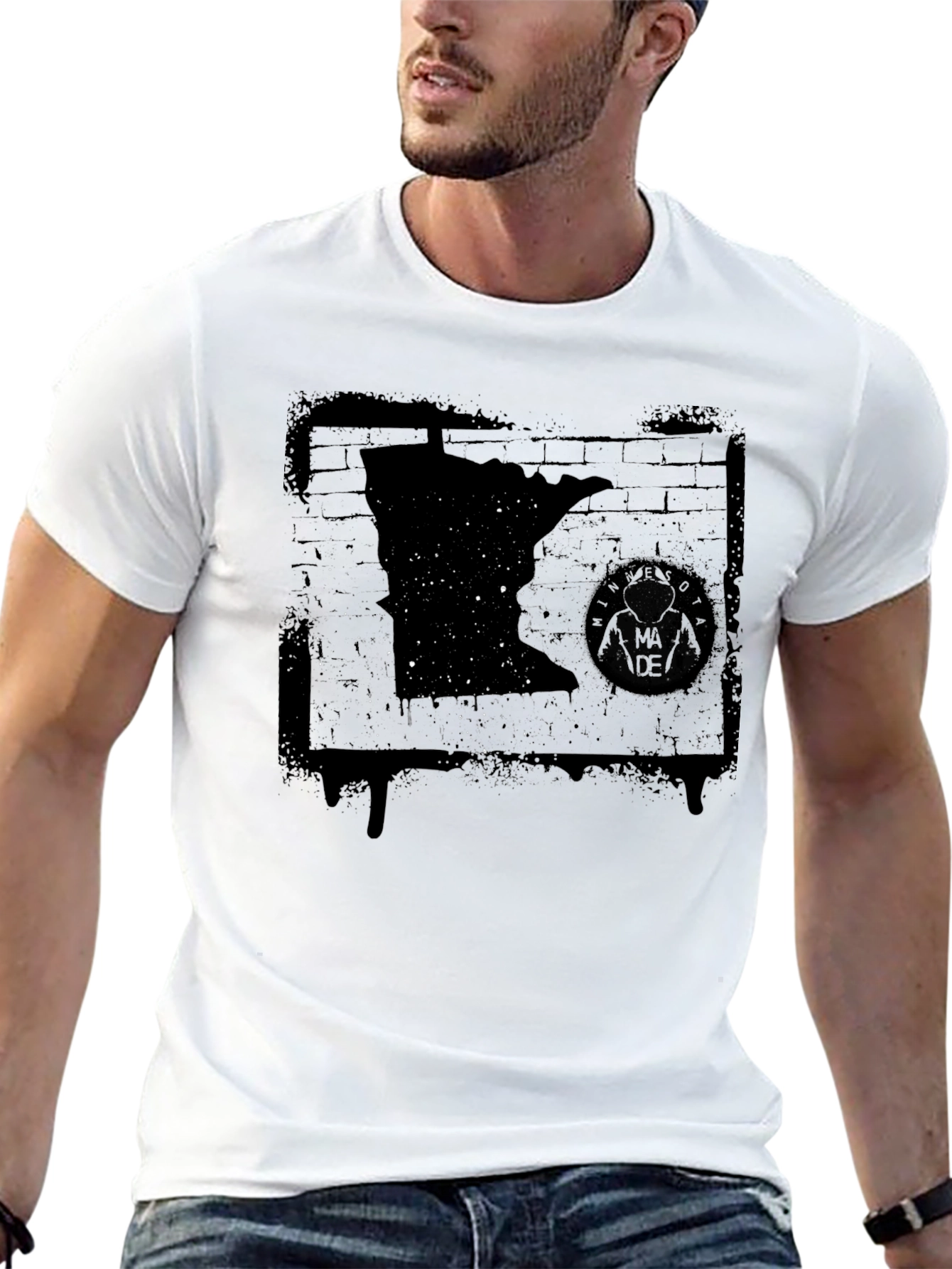 Minnesota State Graphic T-Shirt - Distressed Black