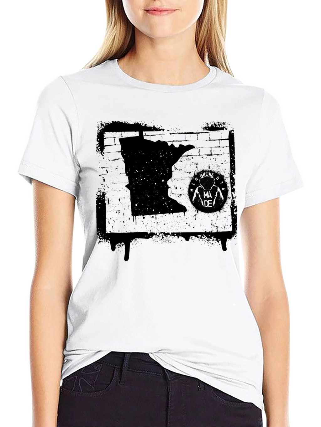 Minnesota State Graphic T-Shirt - Distressed Black