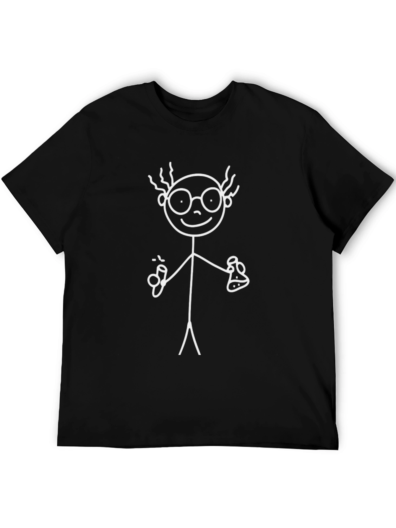 Scientist Stick Figure T-Shirt - Black
