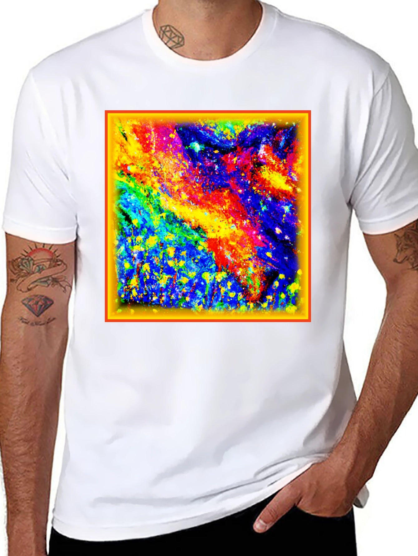 Colorful Abstract Art Graphic Tee - Black
