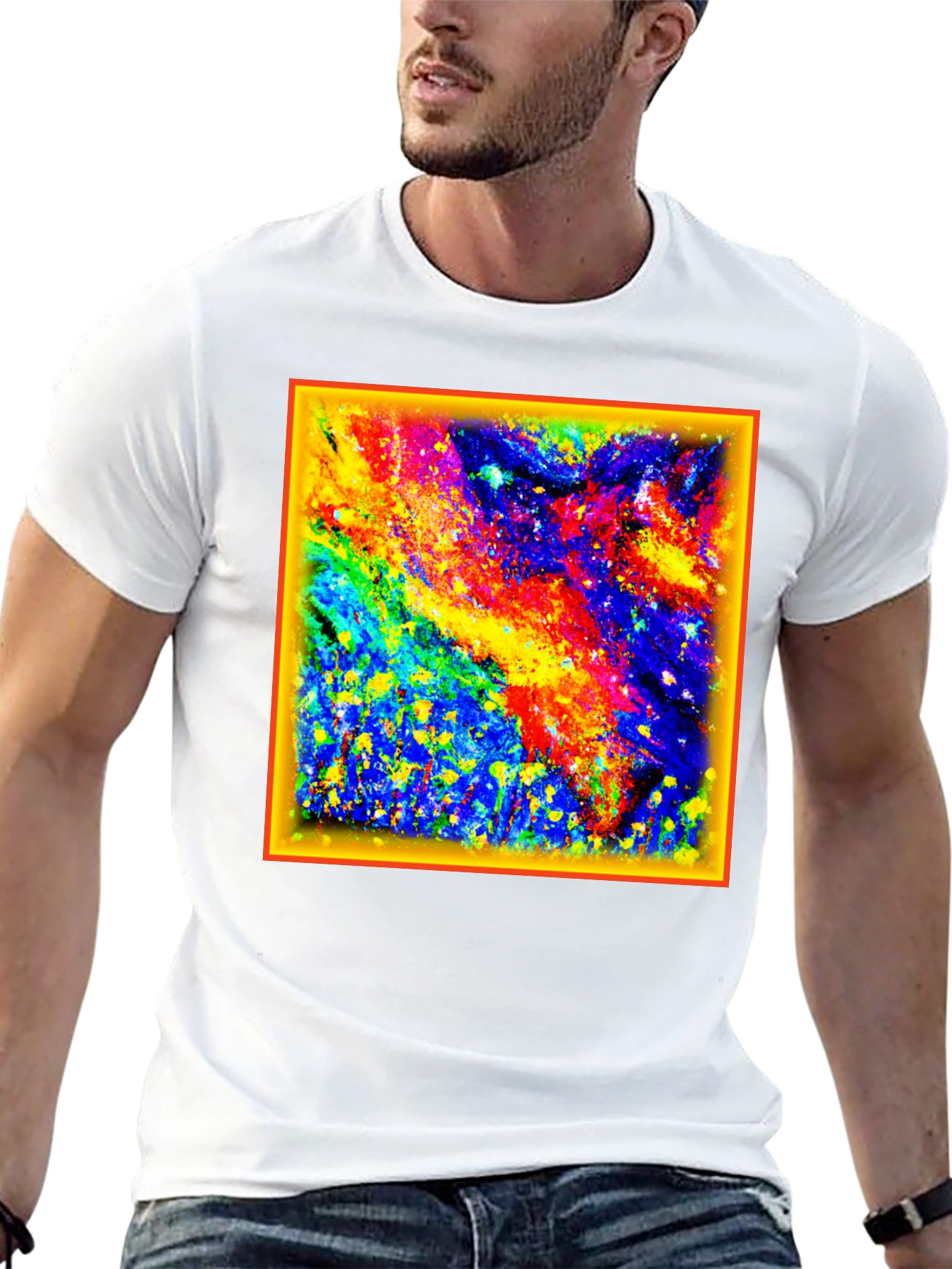 Colorful Abstract Art Graphic Tee - Black