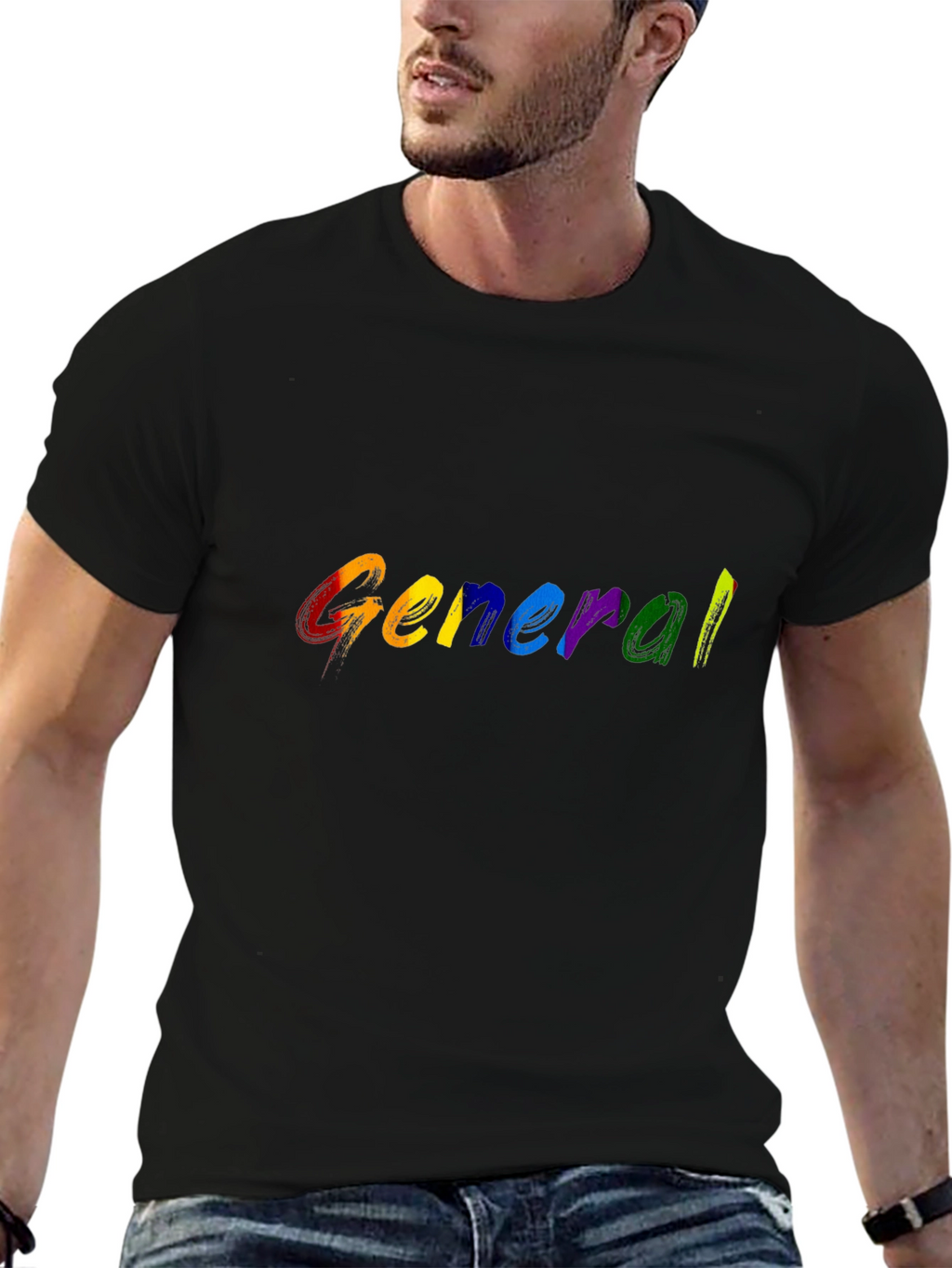 Rainbow General T-Shirt - Black Cotton Blend