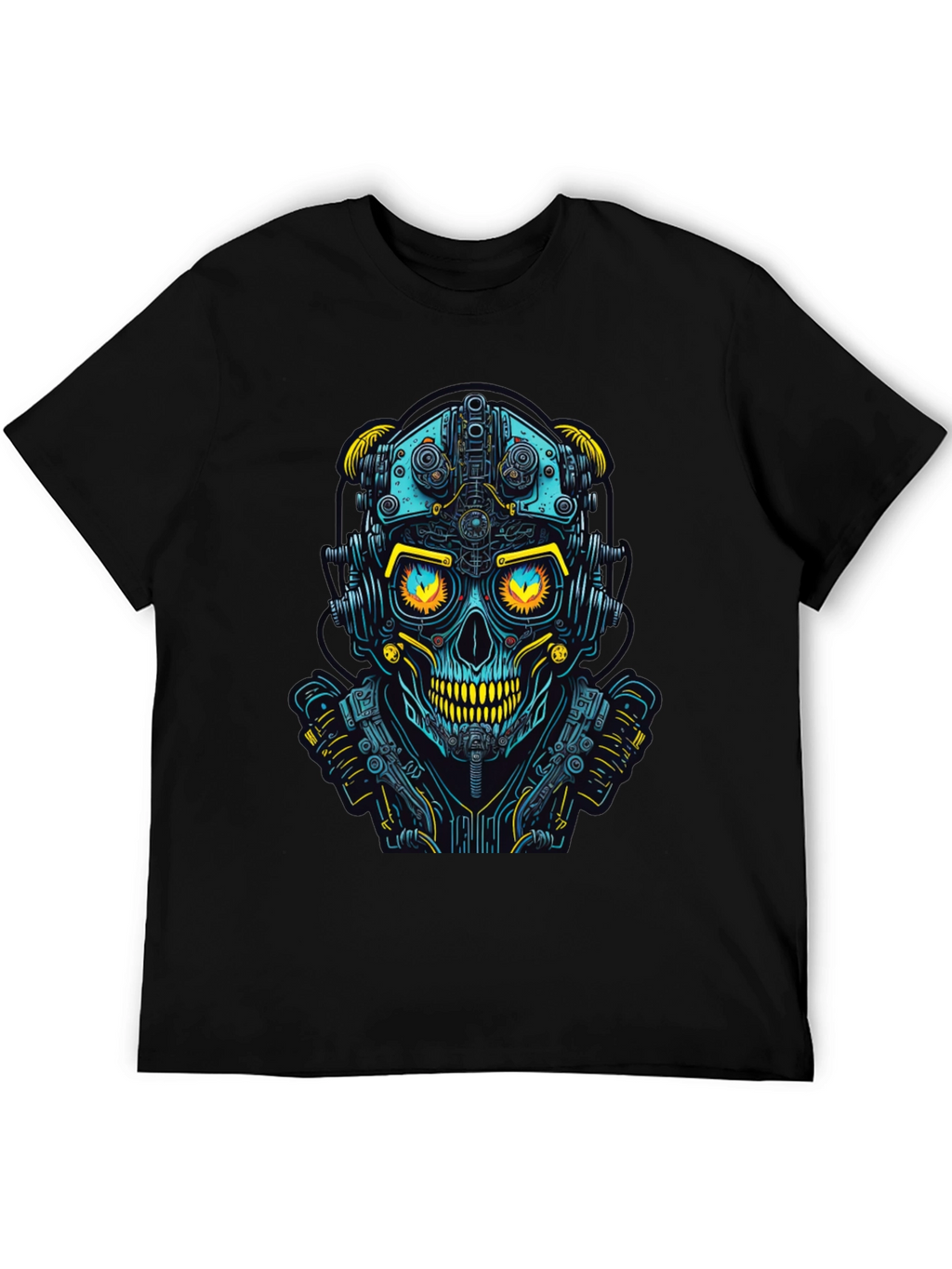 Cyberpunk Skull Graphic Tee - Futuristic Style
