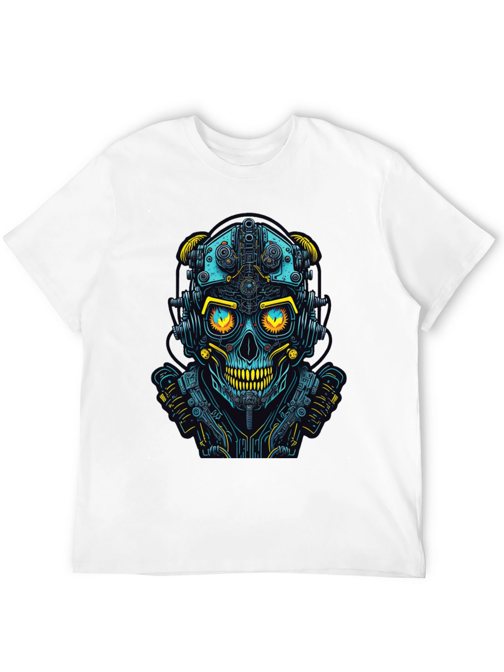 Cyberpunk Skull Graphic Tee - Futuristic Style