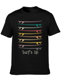 Surfs Up Graphic Tee - Black Cotton