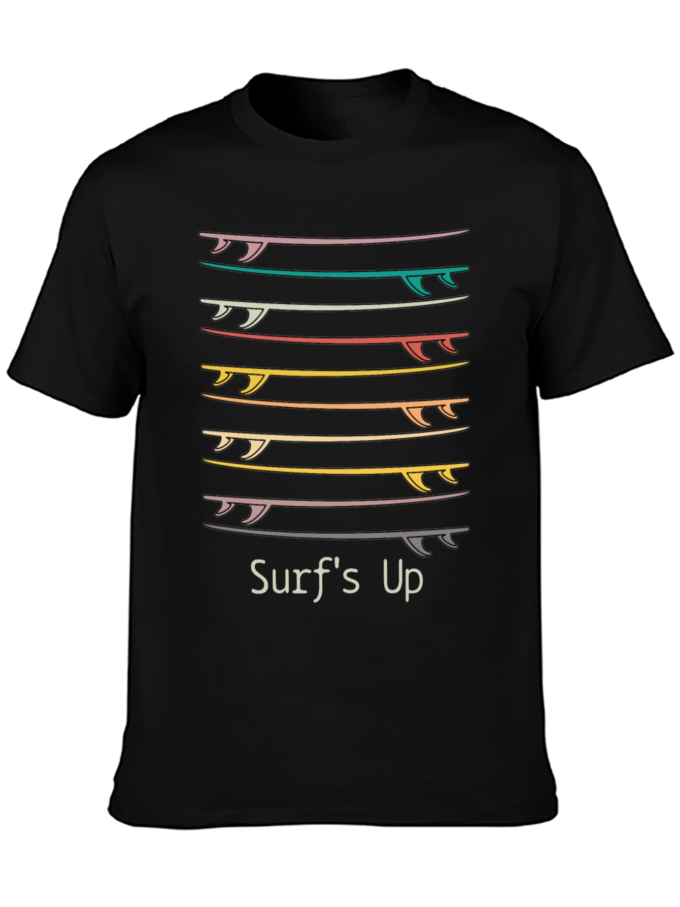 Surfs Up Graphic Tee - Black Cotton