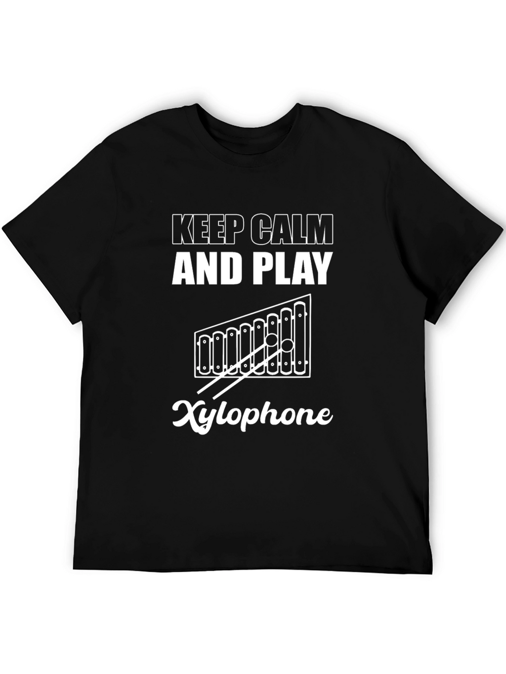 Keep Calm & Play Xylophone Black T-Shirt Music Lover