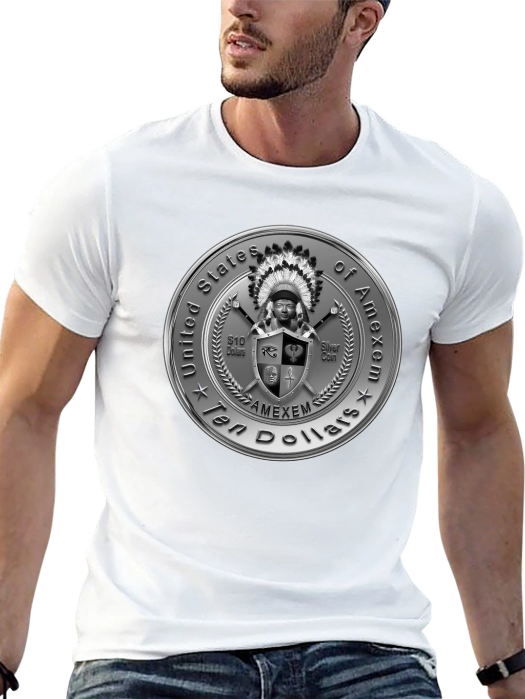 Amexem Coin Black T-Shirt - Ten Dollars