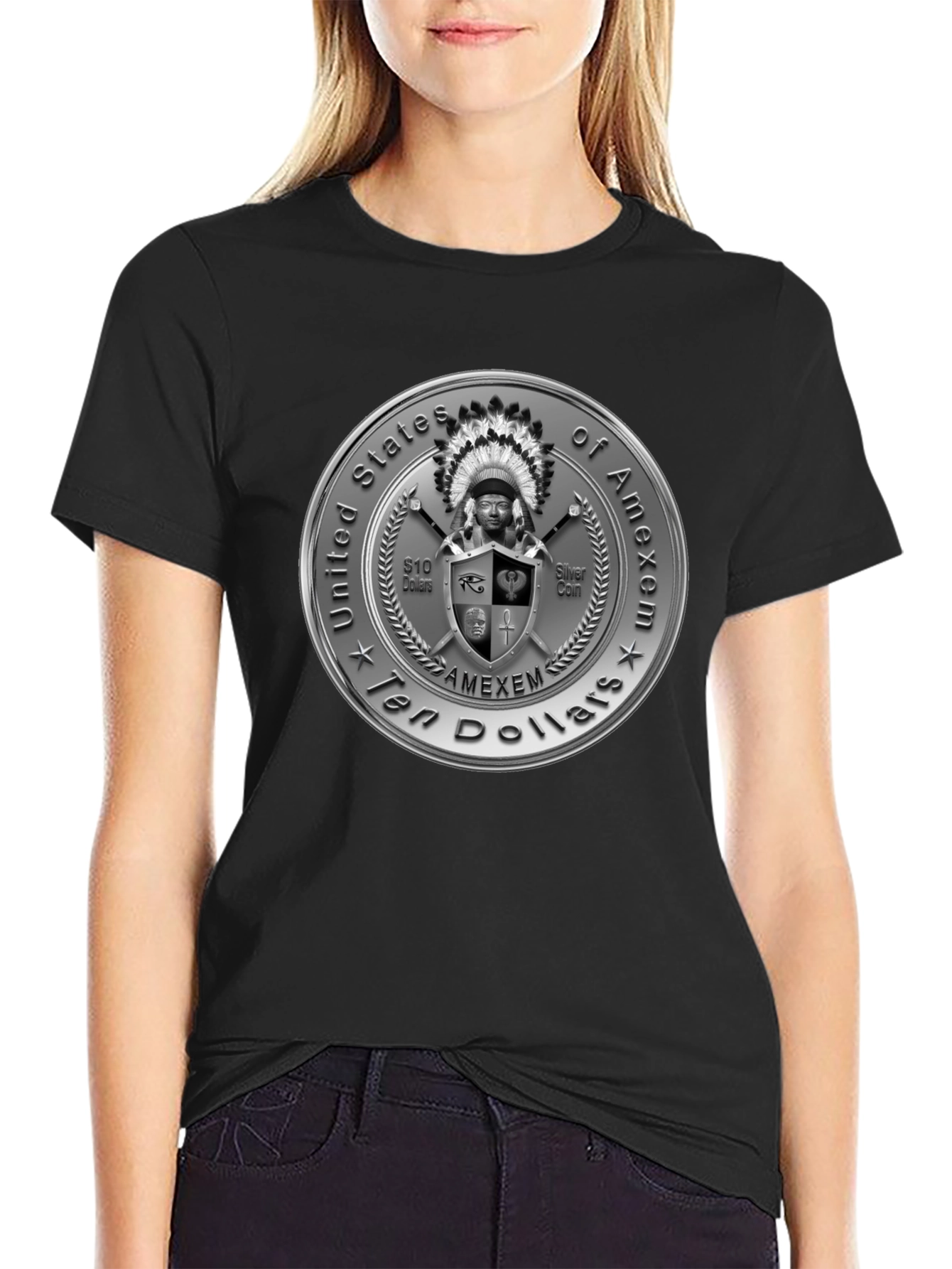 Amexem Coin Black T-Shirt - Ten Dollars