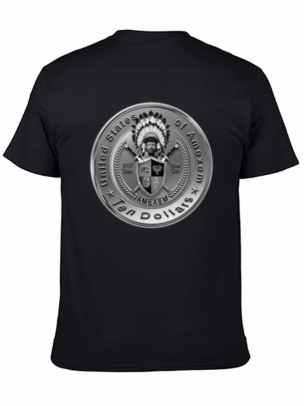 Amexem Coin Black T-Shirt - Ten Dollars